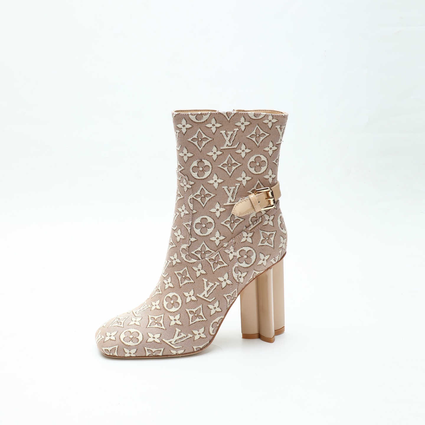 Louis Vuitton Beige Monogram Heeled Ankle Boots