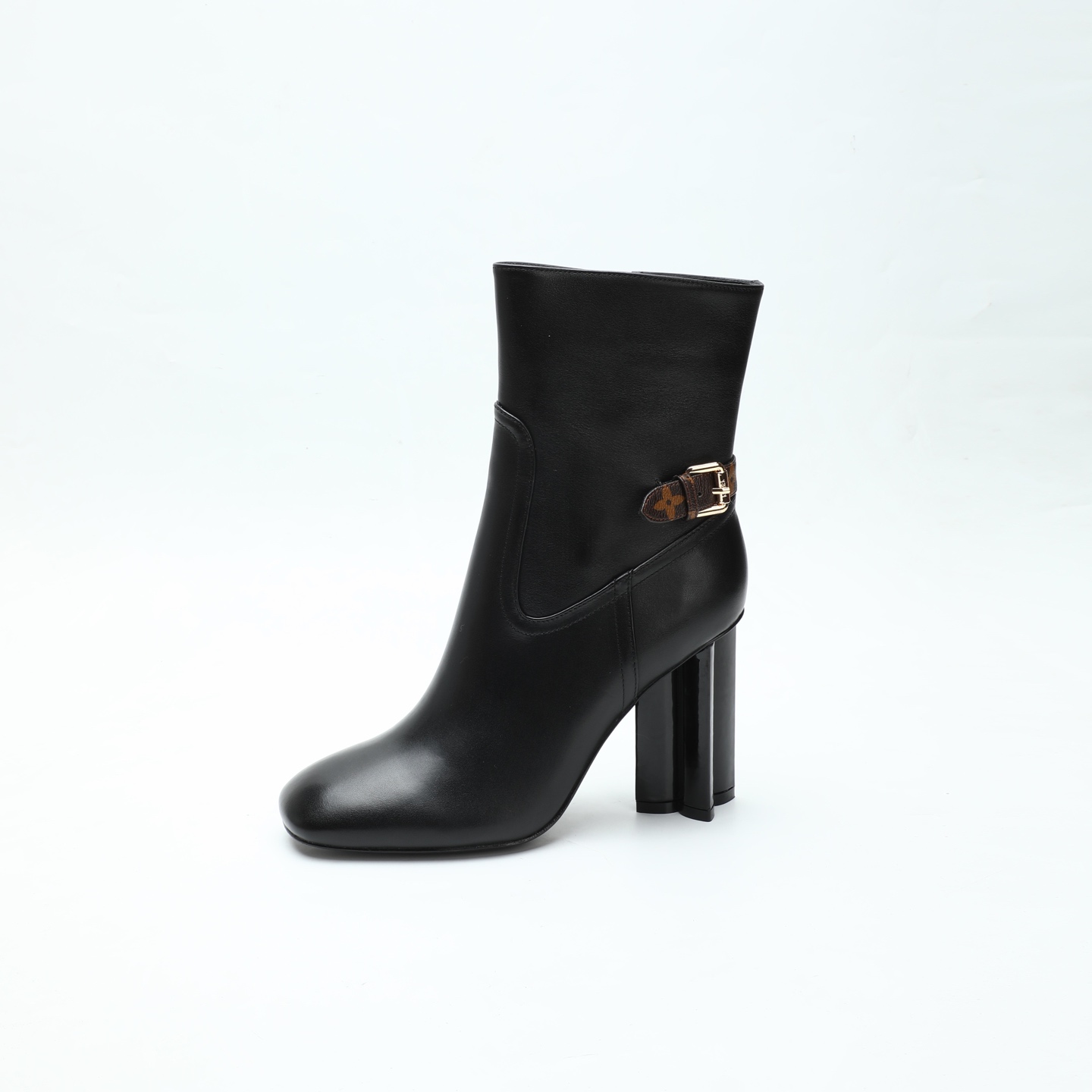 Louis Vuitton Black Buckle Heeled Ankle Boots
