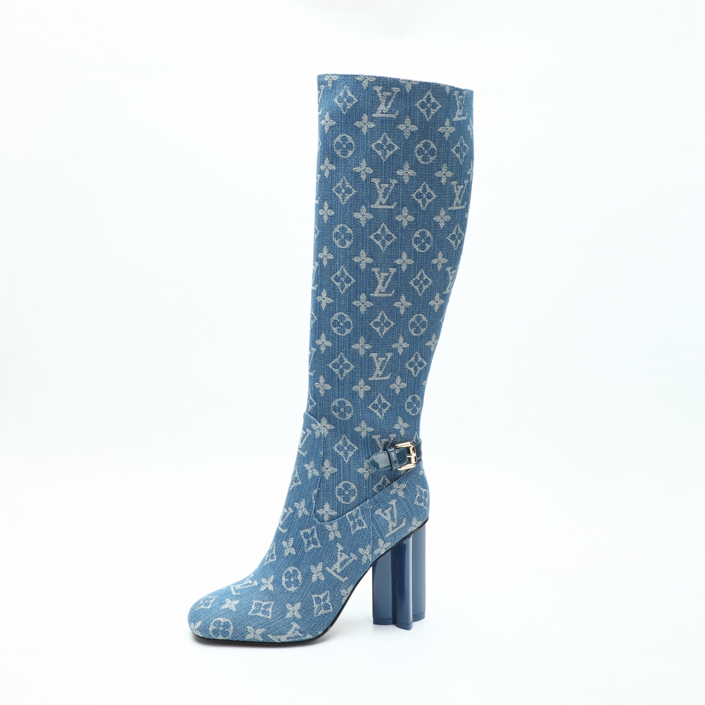 Louis Vuitton Blue Monogram Tall Heeled Boots