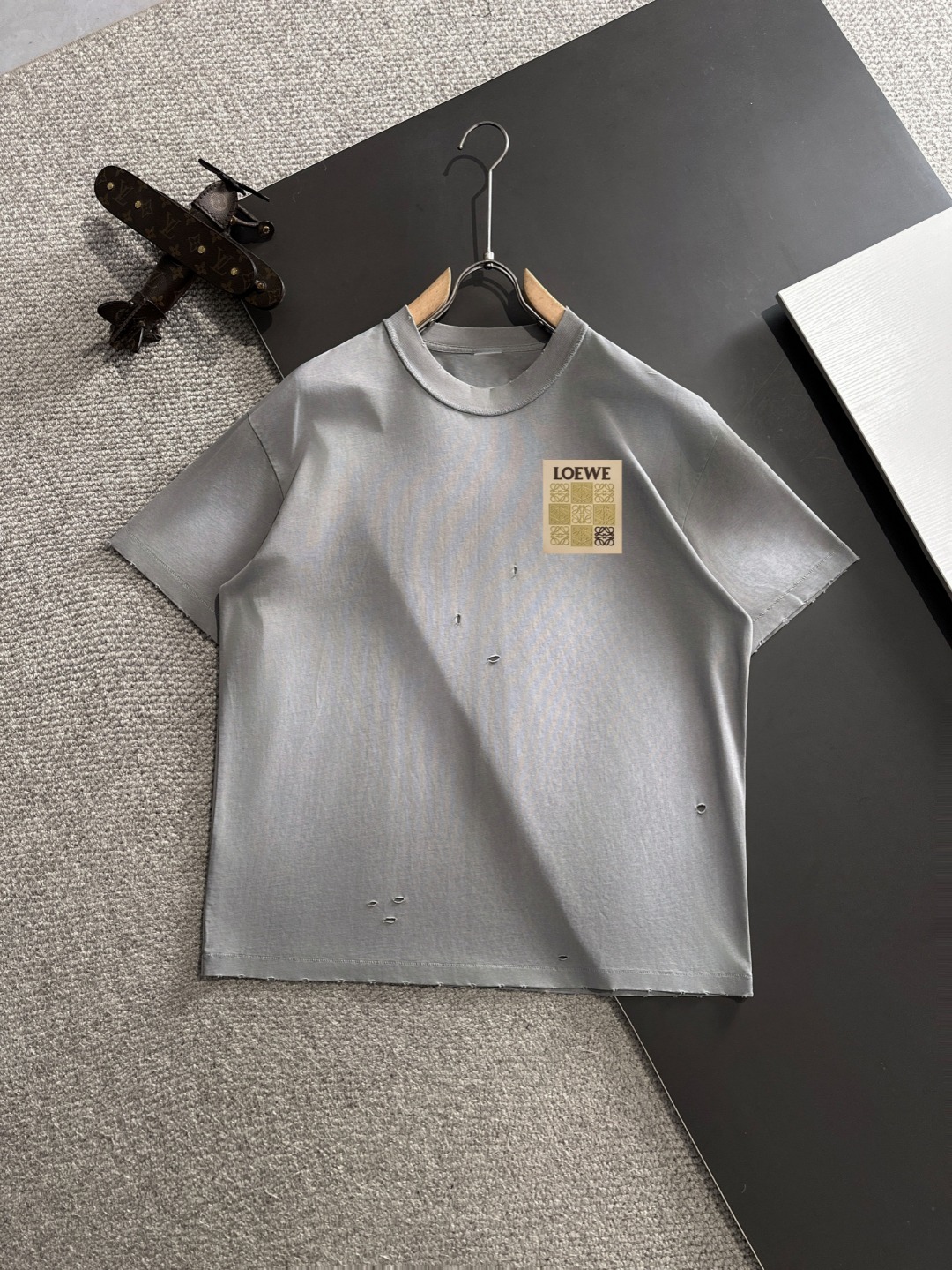 🅿️135 Envío al día siguiente Camiseta de manga corta para hombre LOEWE, nueva colección primavera-verano 2025, teñido …