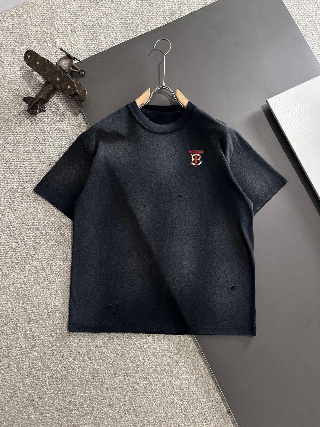 Camiseta de manga corta lavada con batik para hombre nueva primavera y verano BURBERRY/Burberry 2025 de alta calidad. C…