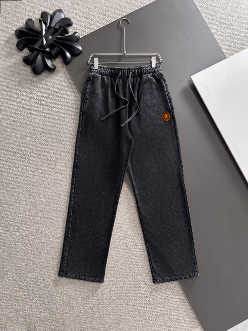 Balenciaga Men's 25SS High-Quality Washed Black Cotton Blend Casual Pants