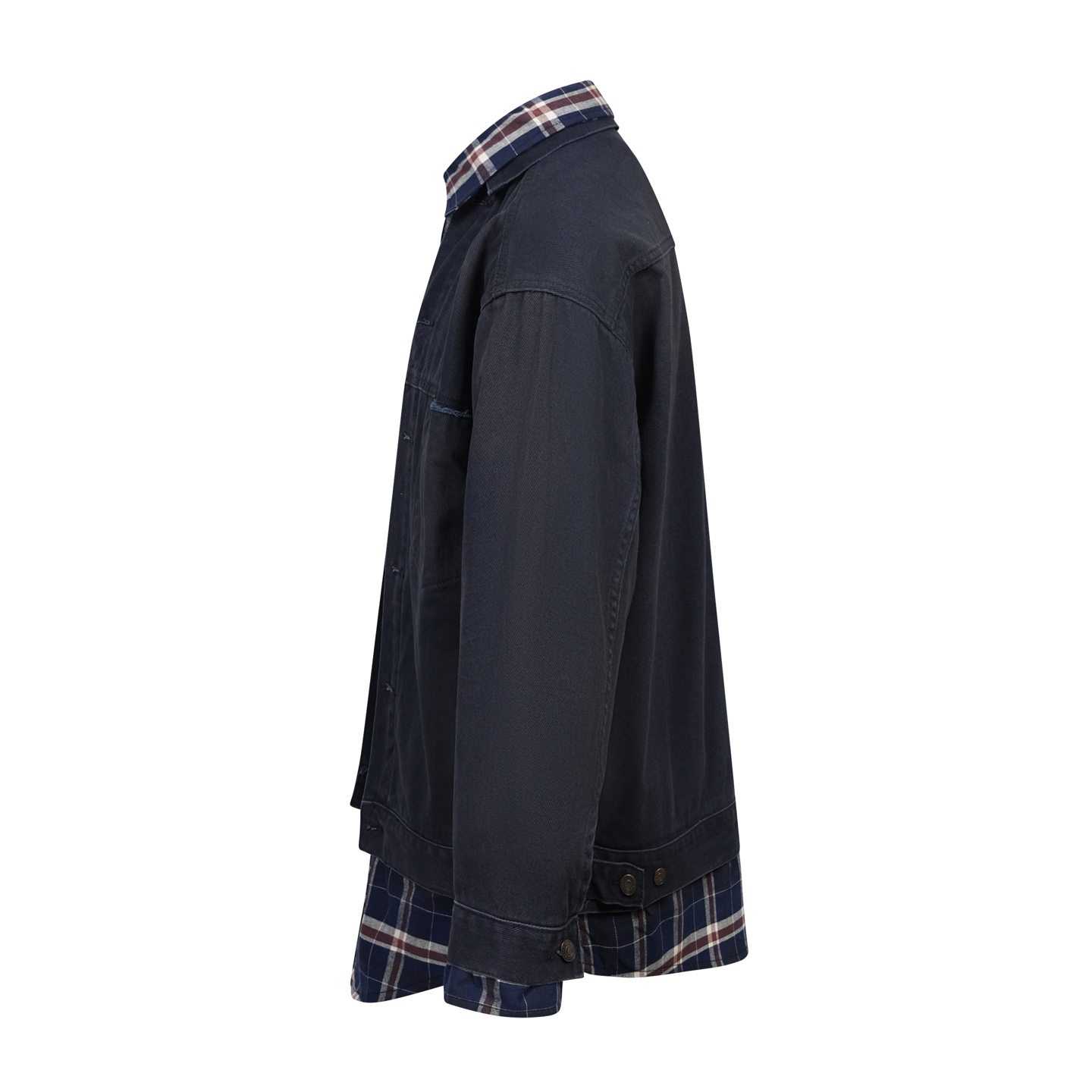 Balenciaga BLCG 巴黎世家 格纹拼接假两件牛仔外套