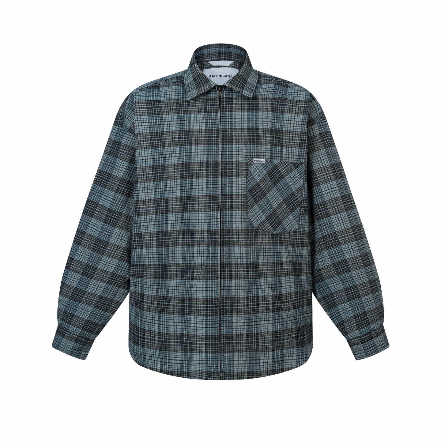 P315 chaqueta acolchada con cremallera a cuadros azul y gris balenciaga talla xs s m l