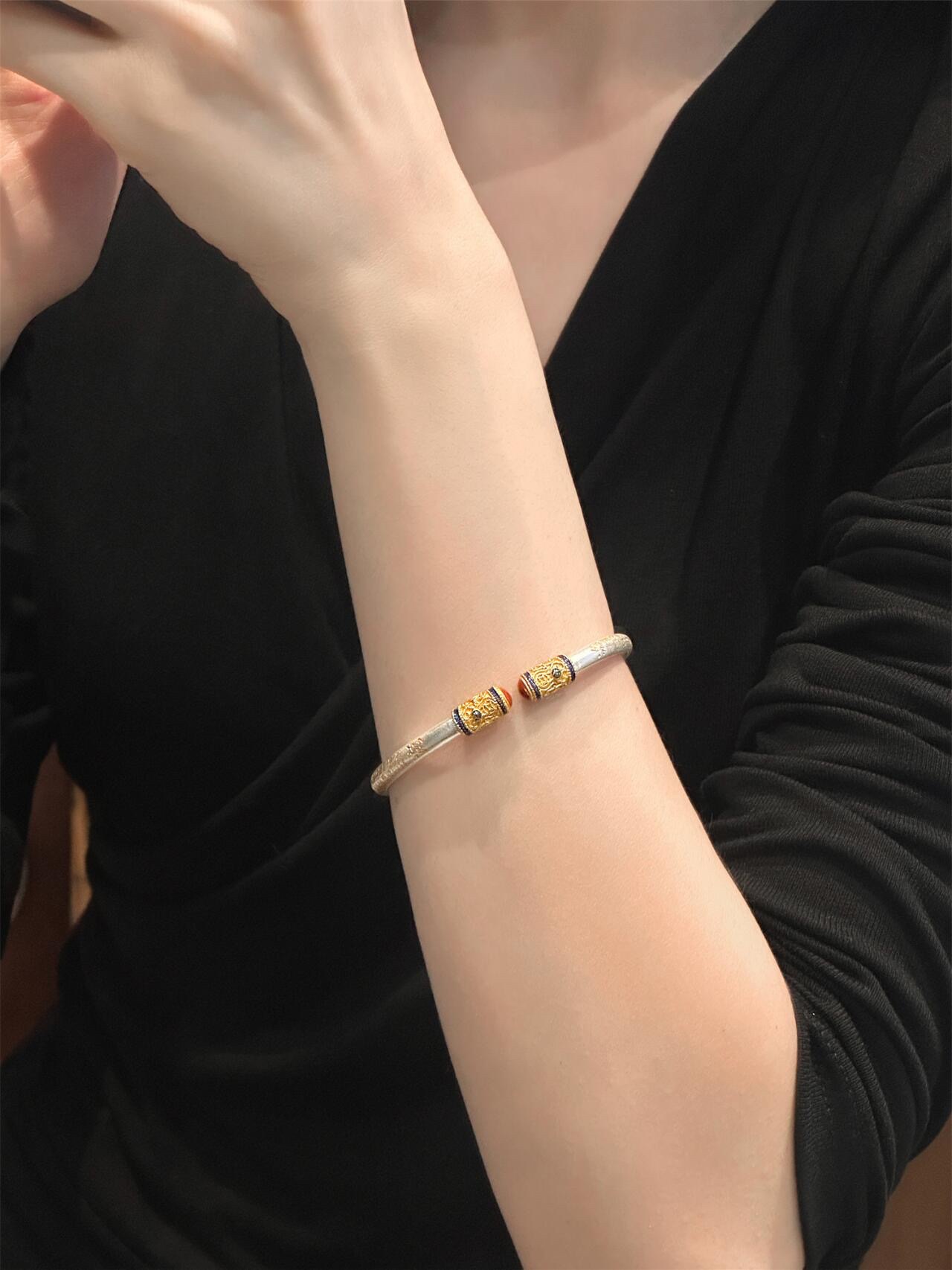 Neo-Chinese enamel jewelry featuring gilt detailing, crafted in 999.9 fi - Jewelry 5