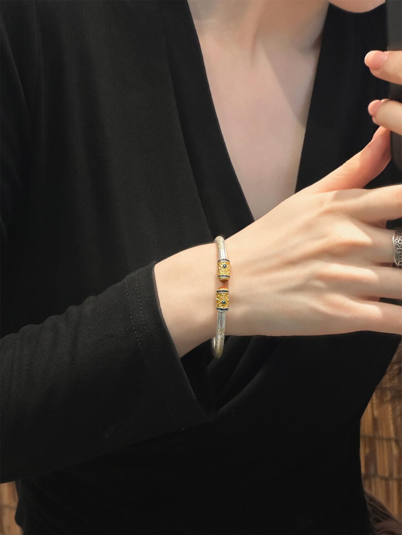 Neo-Chinese enamel jewelry featuring gilt detailing, crafted in 999.9 fi - Jewelry 6