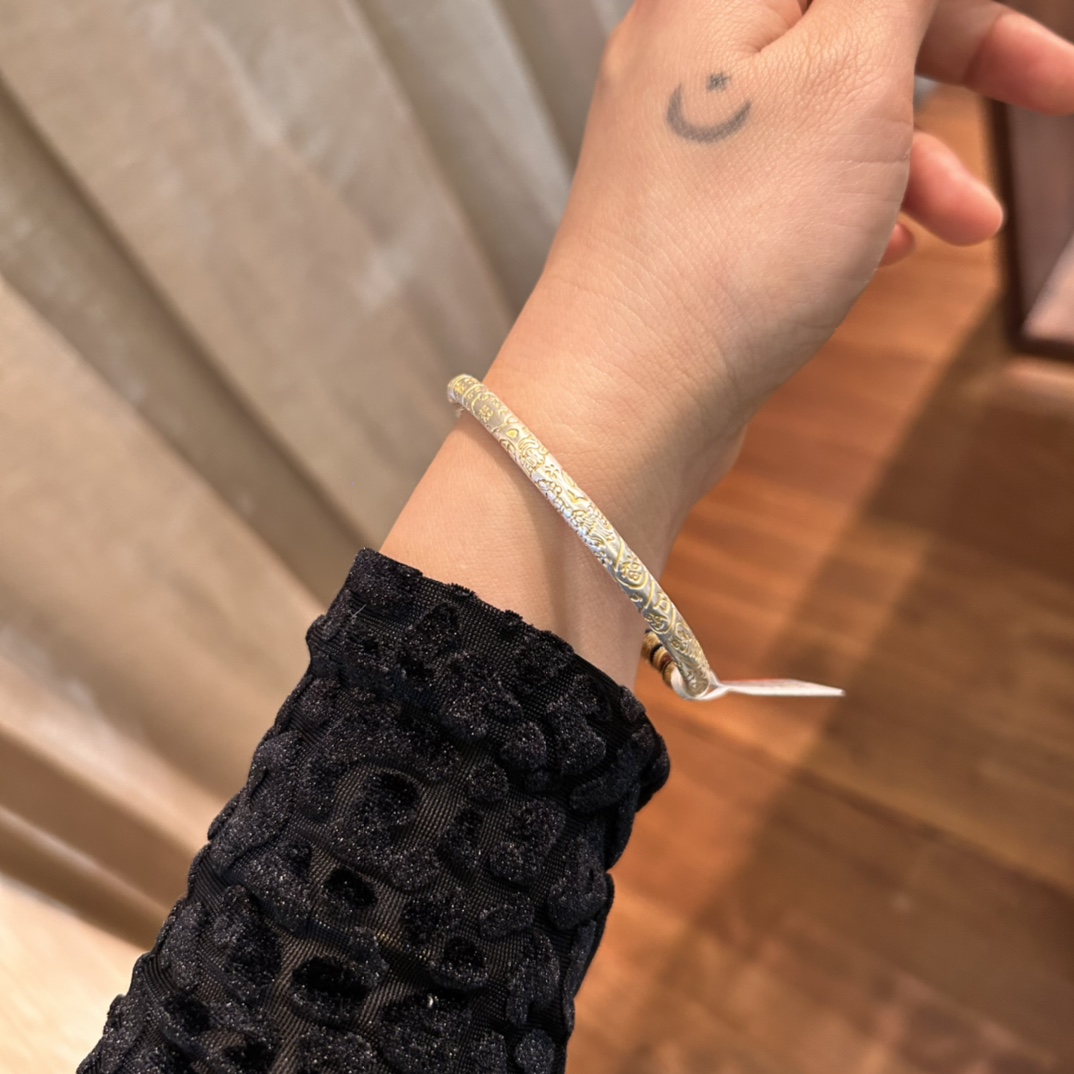 **999 Fine Silver Auspicious Inscription Bangle** - Jewelry 4