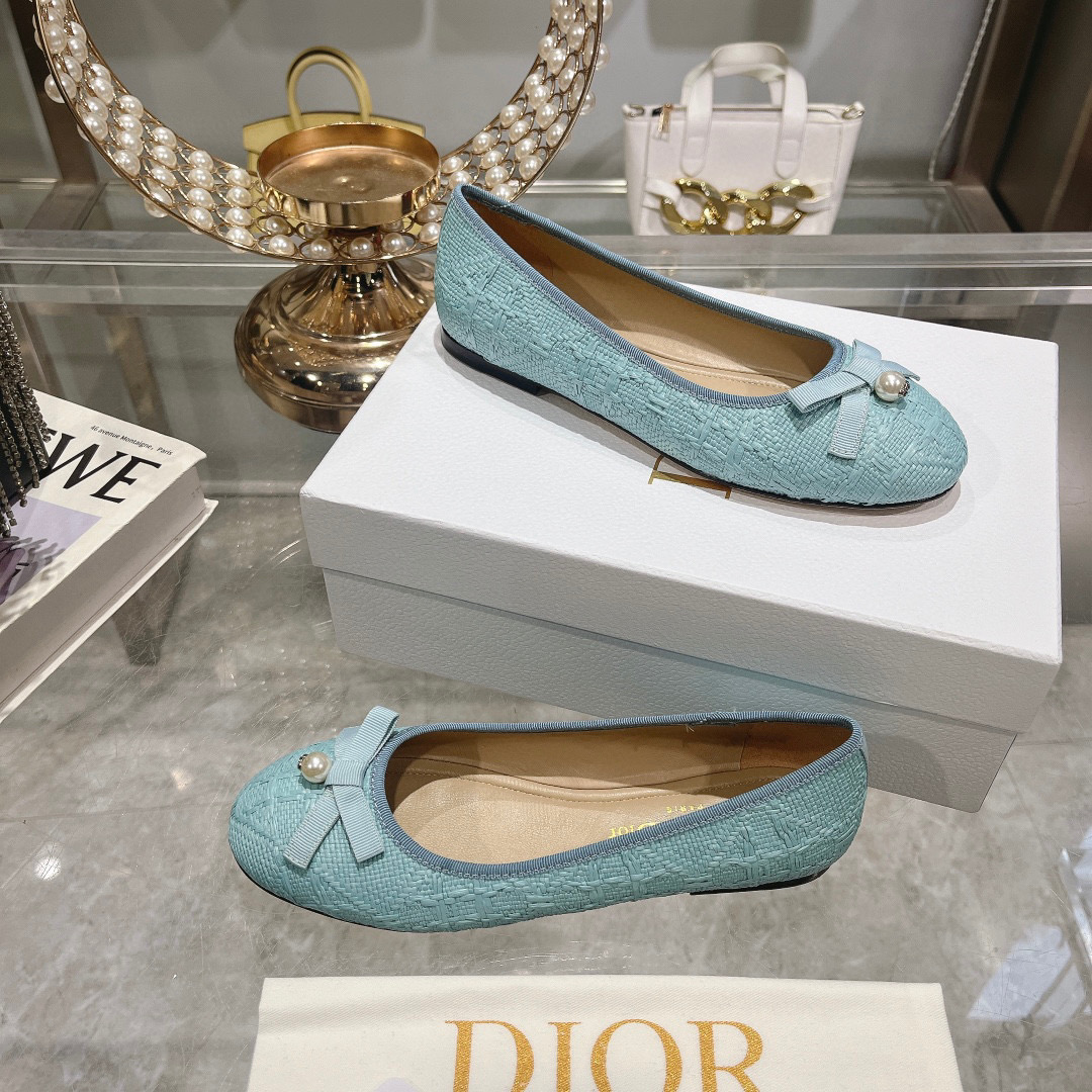 Dior 2025 Woven Ballet Flats with Pearl and Bow Detail - Elegant and Versatile 7 i1742207739714 8639 0 4