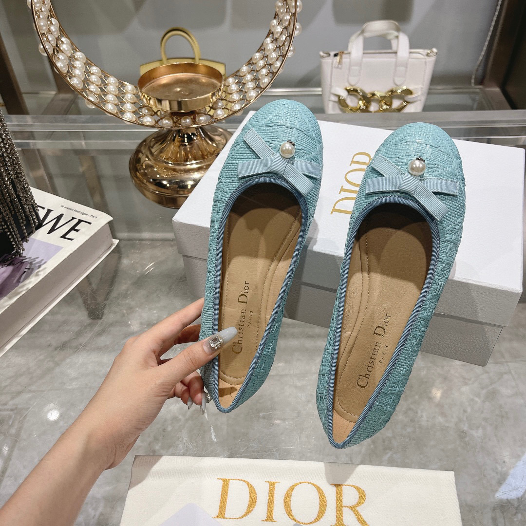 Dior 2025 Woven Ballet Flats with Pearl and Bow Detail - Elegant and Versatile 6 i1742207739714 9055 0 3