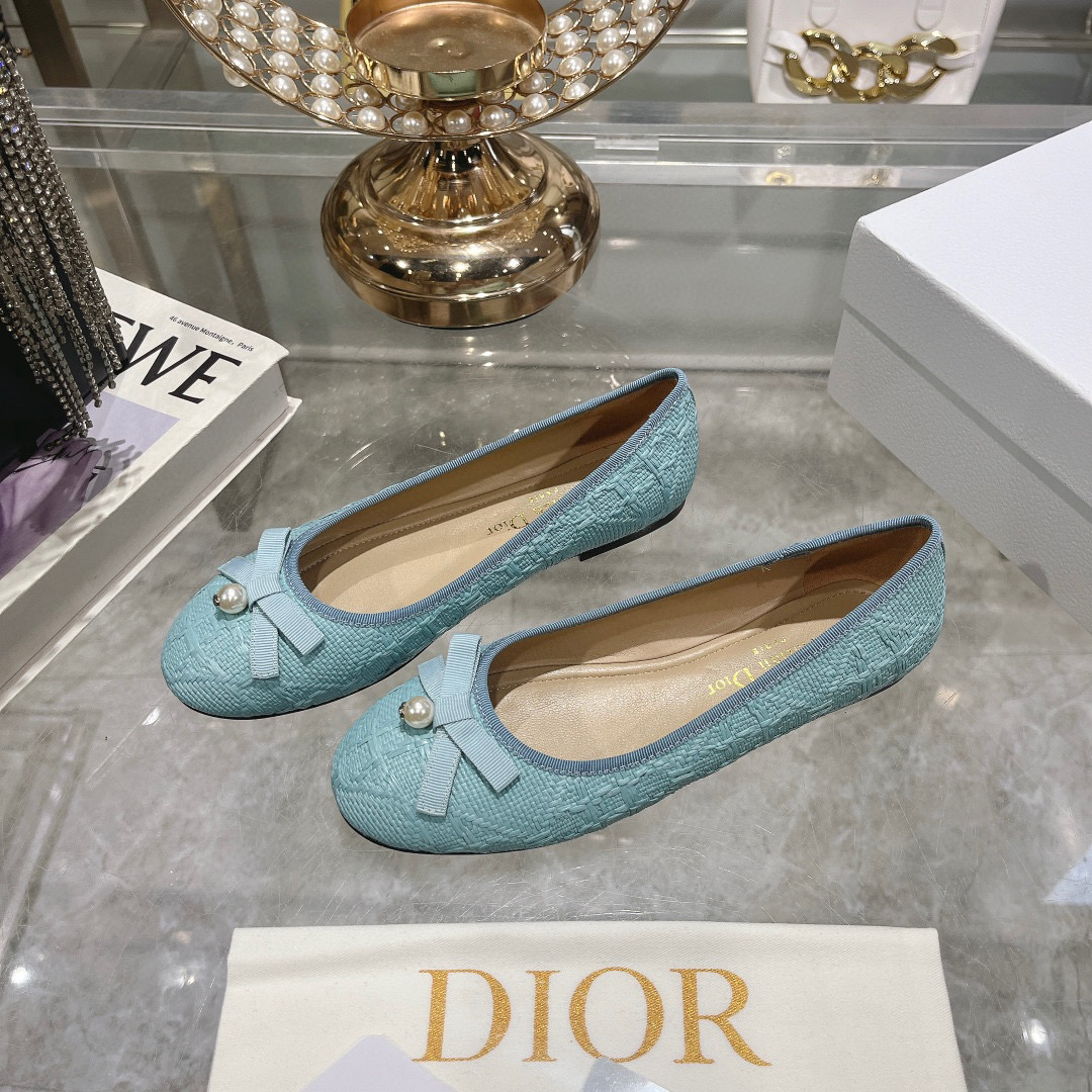 Dior 2025 Woven Ballet Flats with Pearl and Bow Detail - Elegant and Versatile 4 i1742207739714 9428 0 1