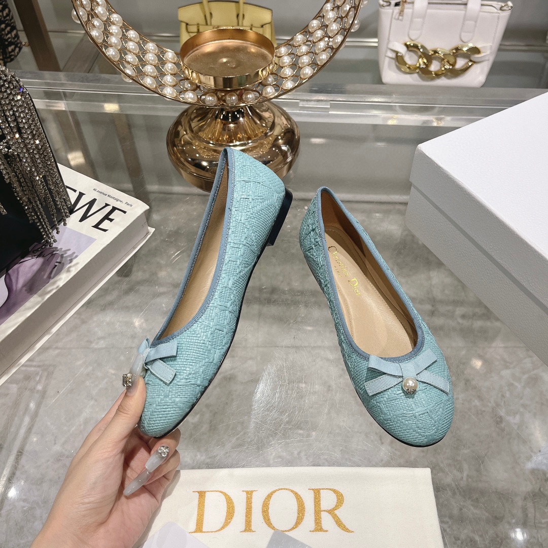 Dior 2025 Woven Ballet Flats with Pearl and Bow Detail - Elegant and Versatile 2 i1742207739715 7283 0 5