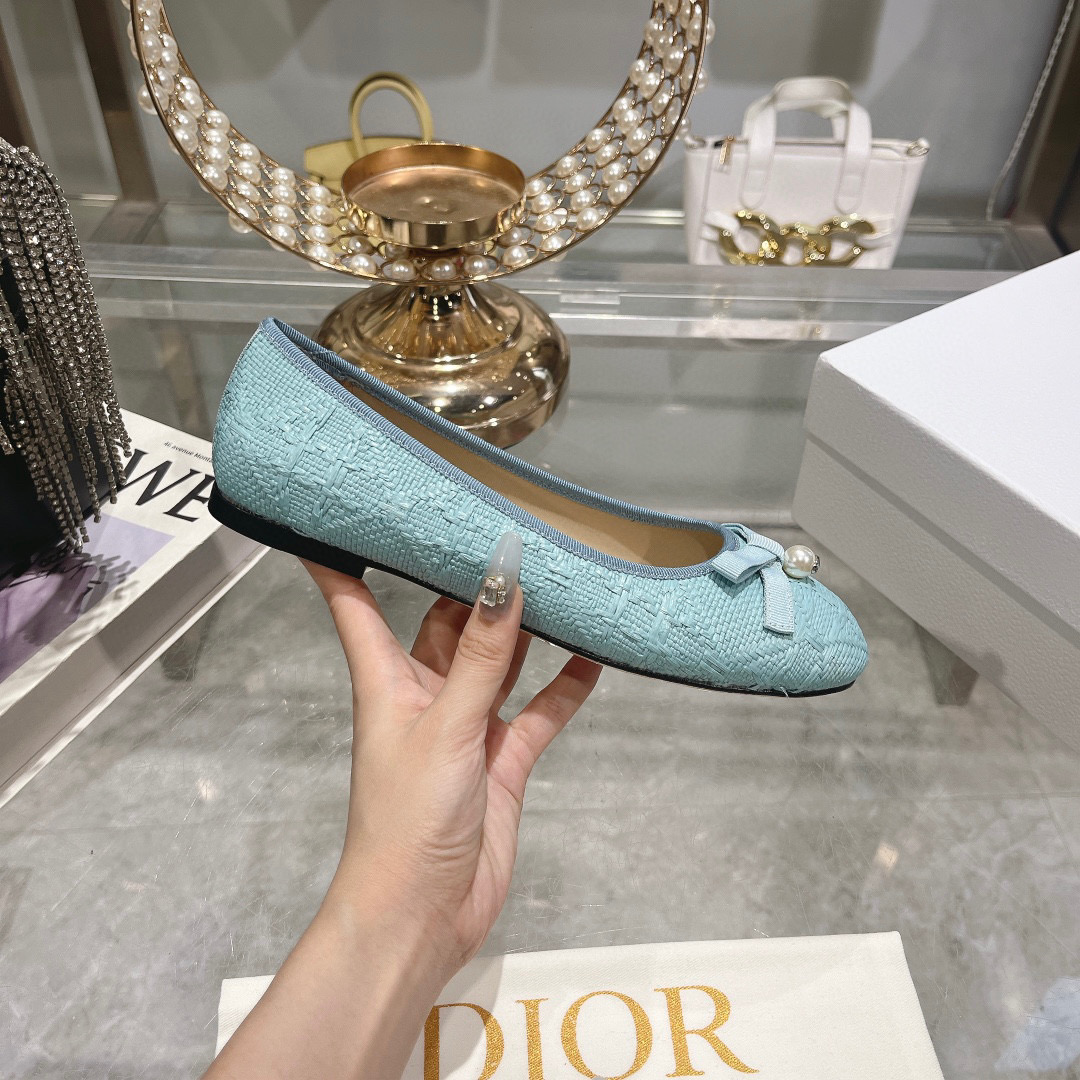 Dior 2025 Woven Ballet Flats with Pearl and Bow Detail - Elegant and Versatile 5 i1742207745576 5846 0 2