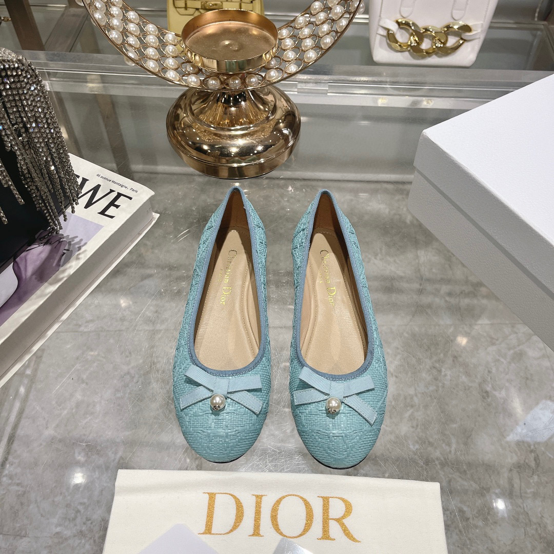 Dior 2025 Woven Ballet Flats with Pearl and Bow Detail - Elegant and Versatile 3 i1742207745576 632 0 0