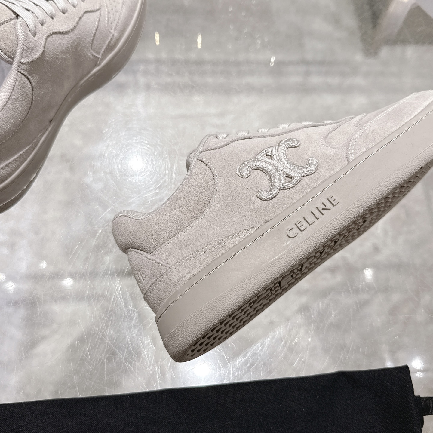 Celine Women's Triomphe Logo Lace-Up Platform Sneakers, Off White, Comfortable 8 i1742629522483 6625 0 6
