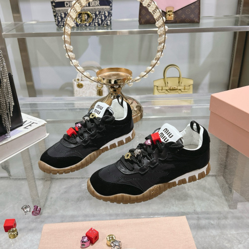 Miu Miu Women's Biscuit Sneakers Lace-Up Low Top Sneakers 12 Miu Miu Women's Biscuit Sneakers Lace-Up Low Top Sneakers
