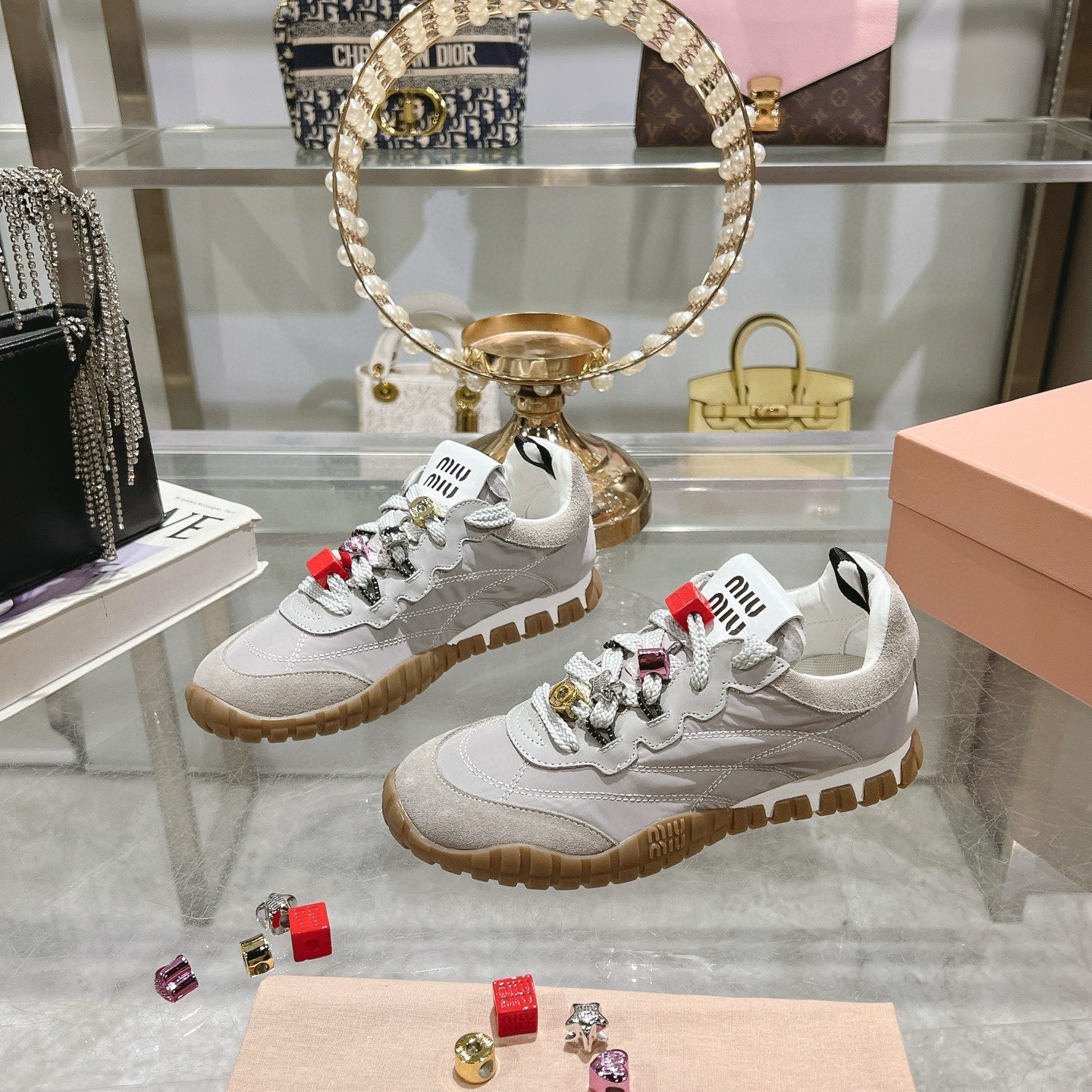 Miu Miu Chunky Sole Sneakers Women's Lace-Up Casual Shoes 1 Miu Miu Chunky Sole Sneakers Women's Lace-Up Casual Shoes