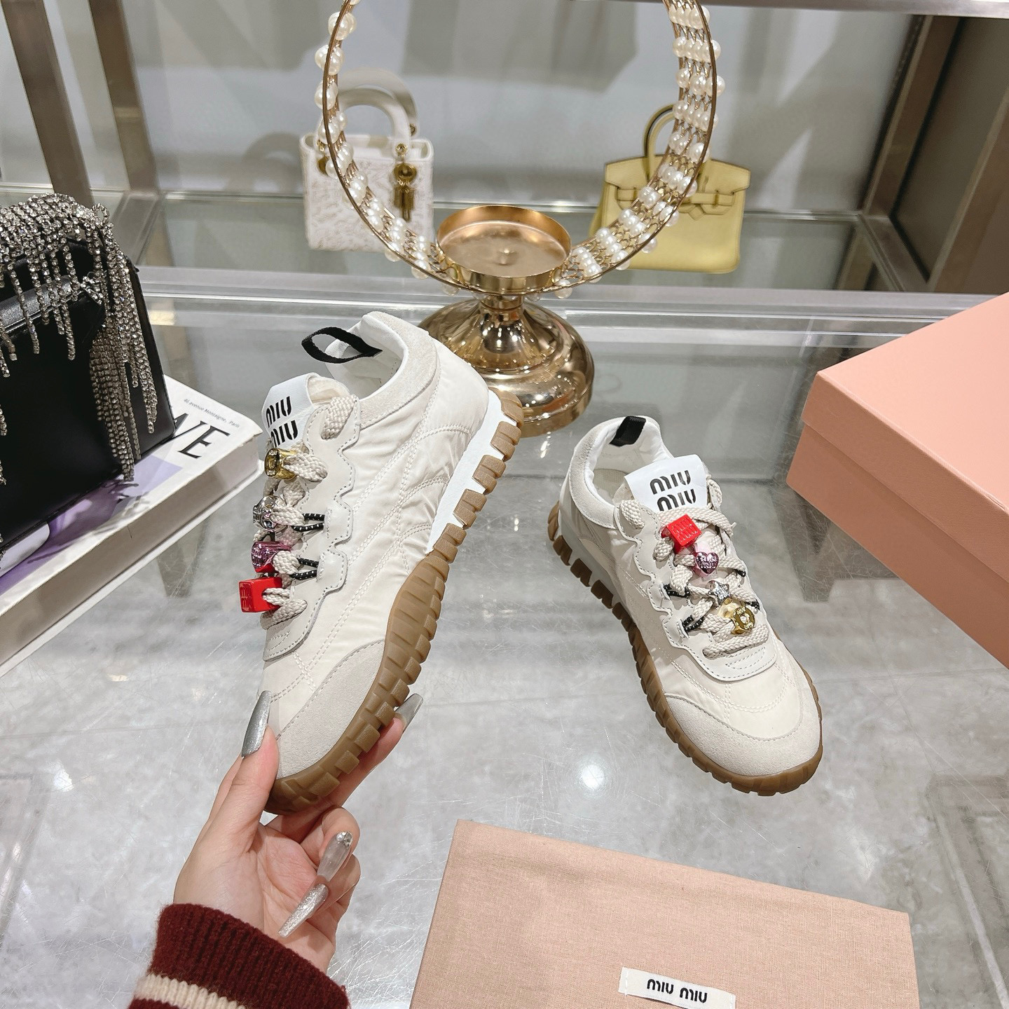 Miu Miu Women's Embellished Canvas Sneakers - Stylish and Comfortable 4 i1742724440390 5432 0 2