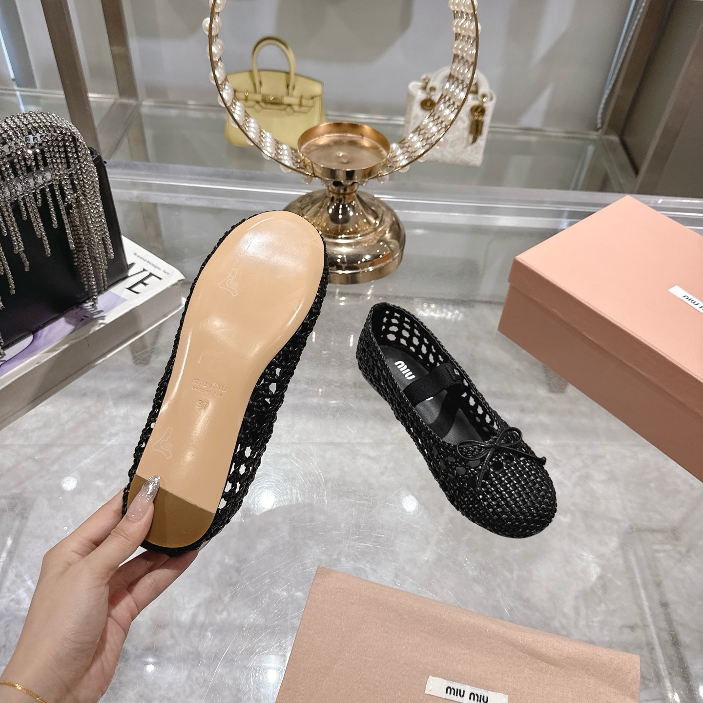 Miu Miu Women's Woven Ballerina Flats with Bow Detail - Summer Collection 10 i1743409348830 6209 0 8