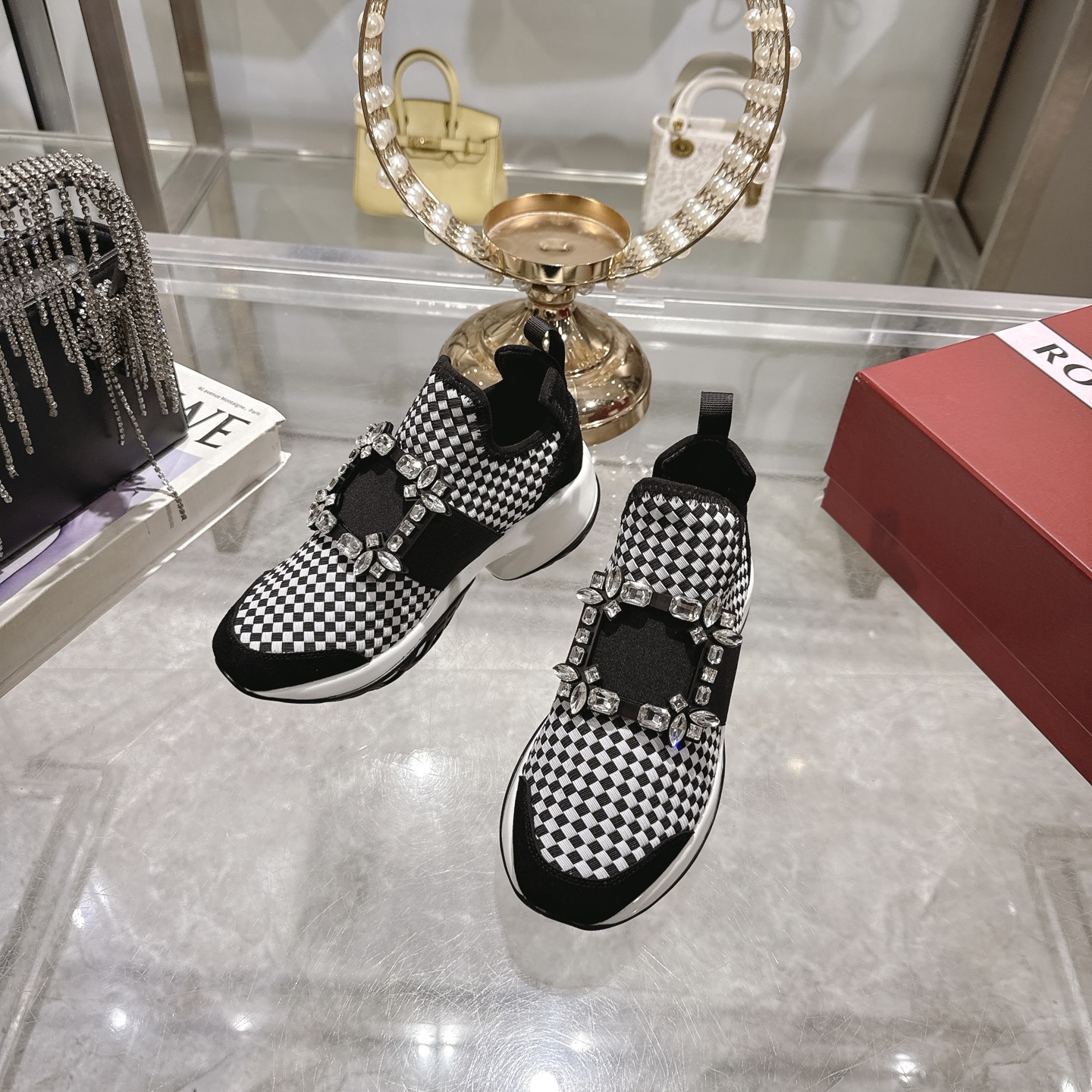 RV Viv' Run Upgrade Diamond Buckle Woven Sneakers for Women, Elevate Your Style 7 i1743931264663 4378 0 5