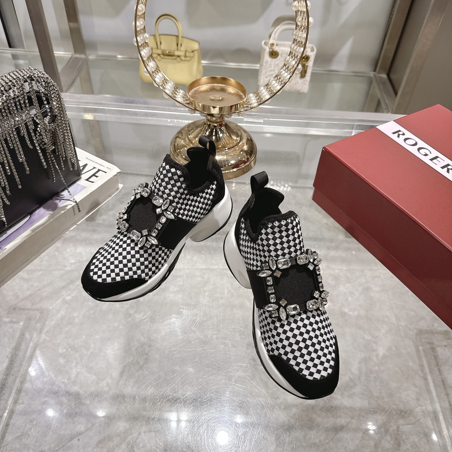 RV Viv' Run Upgrade Diamond Buckle Woven Sneakers for Women, Elevate Your Style 5 i1743931264664 1770 0 1