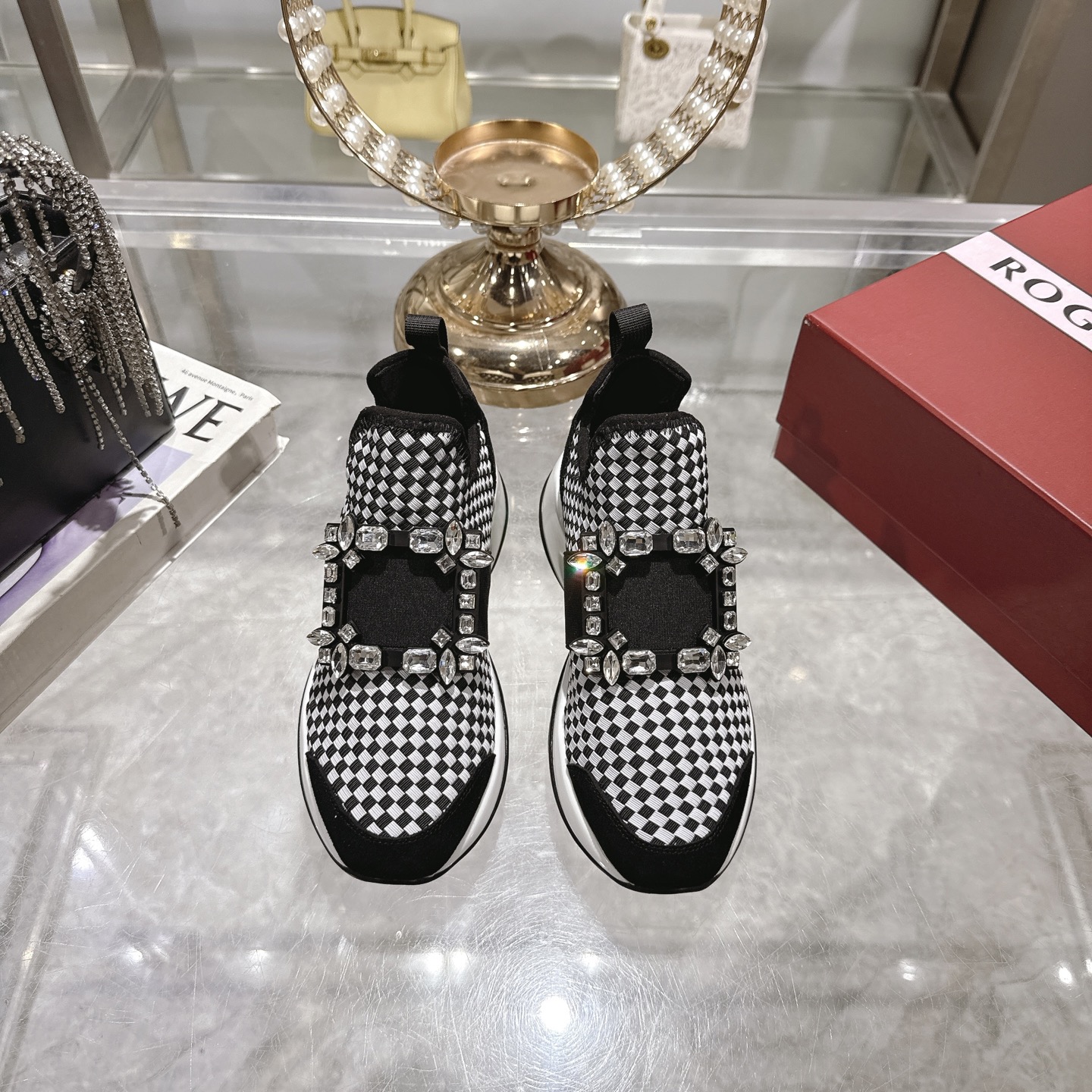 RV Viv' Run Upgrade Diamond Buckle Woven Sneakers for Women, Elevate Your Style 4 i1743931267341 7935 0 0