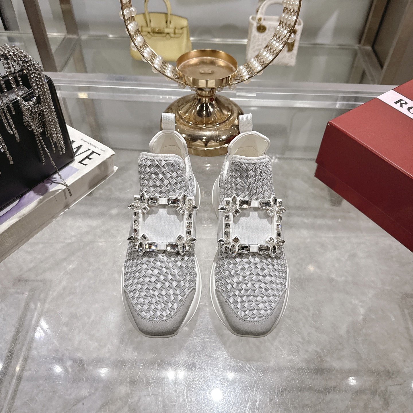 Roger Vivier Viv' Run Embellished Woven Sneakers - Designer Style & Comfort 4 i1743931445223 1428 0 0