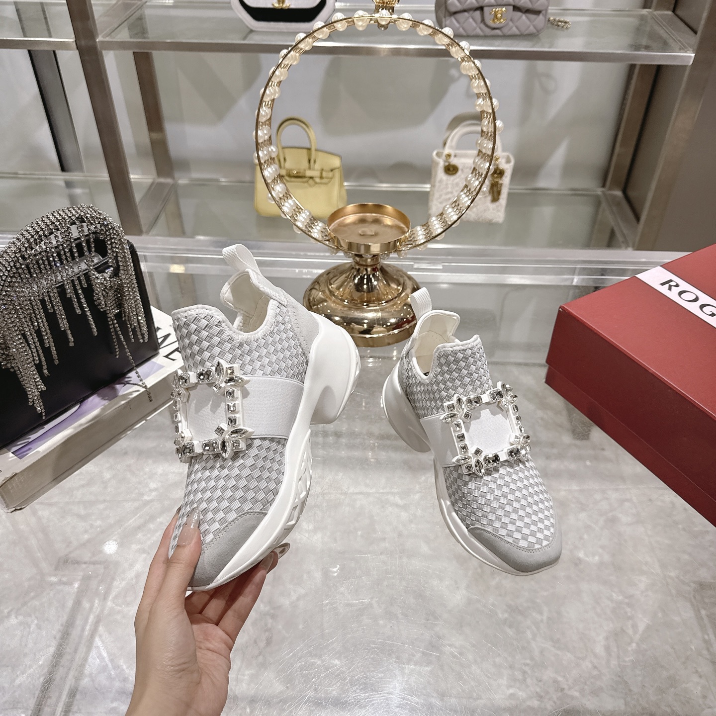 Roger Vivier Viv' Run Embellished Woven Sneakers - Designer Style & Comfort 6 i1743931445317 5711 0 3