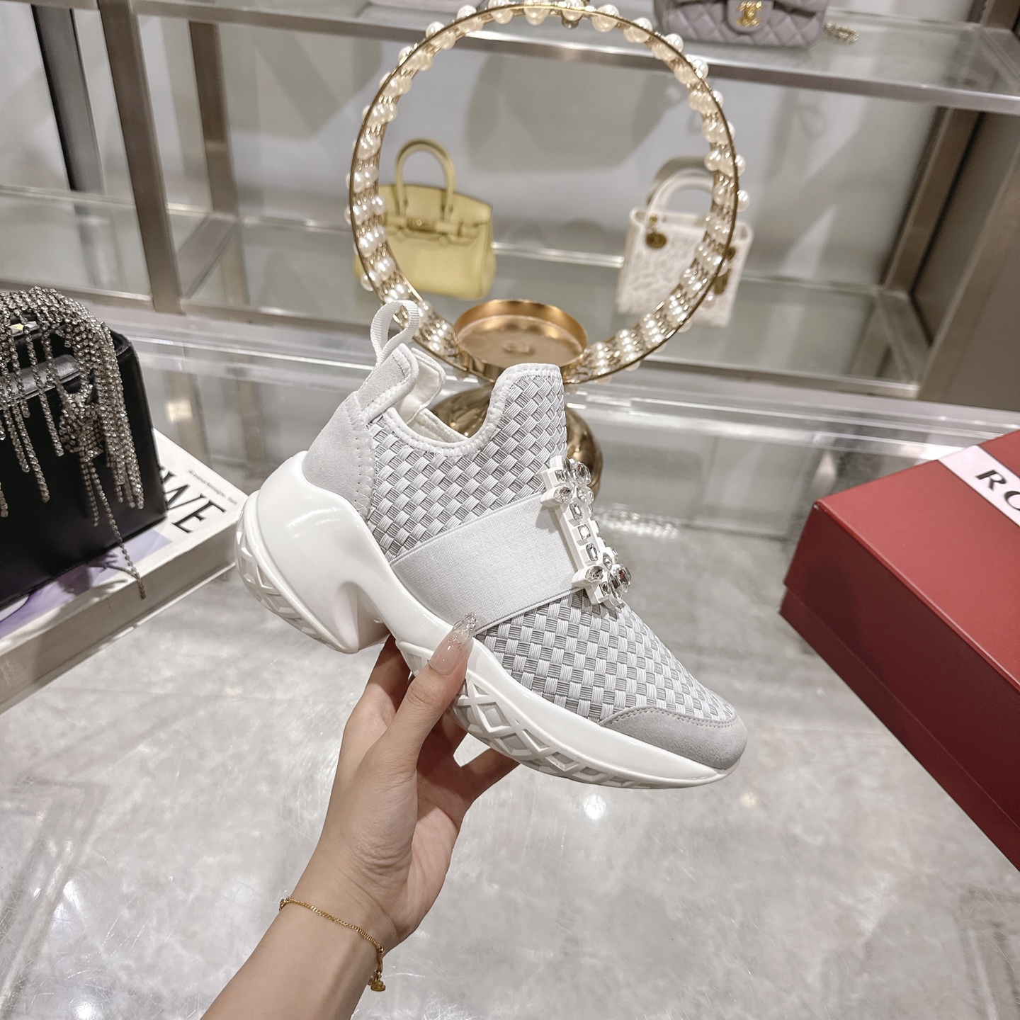 Roger Vivier Viv' Run Embellished Woven Sneakers - Designer Style & Comfort 3 i1743931446576 2779 0 4