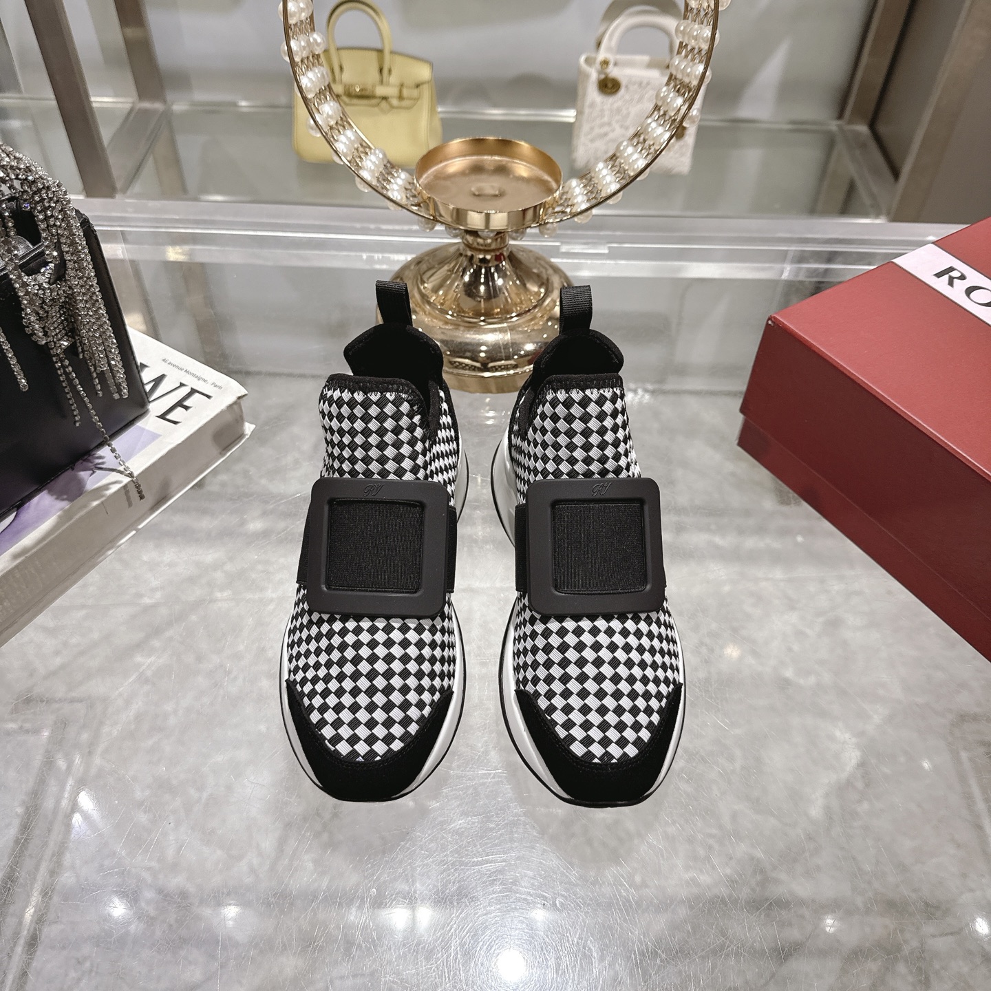 Roger Vivier Viv' Run Checkerboard Sneakers with Crystal Buckle 4 i1743931492789 5385 0 0