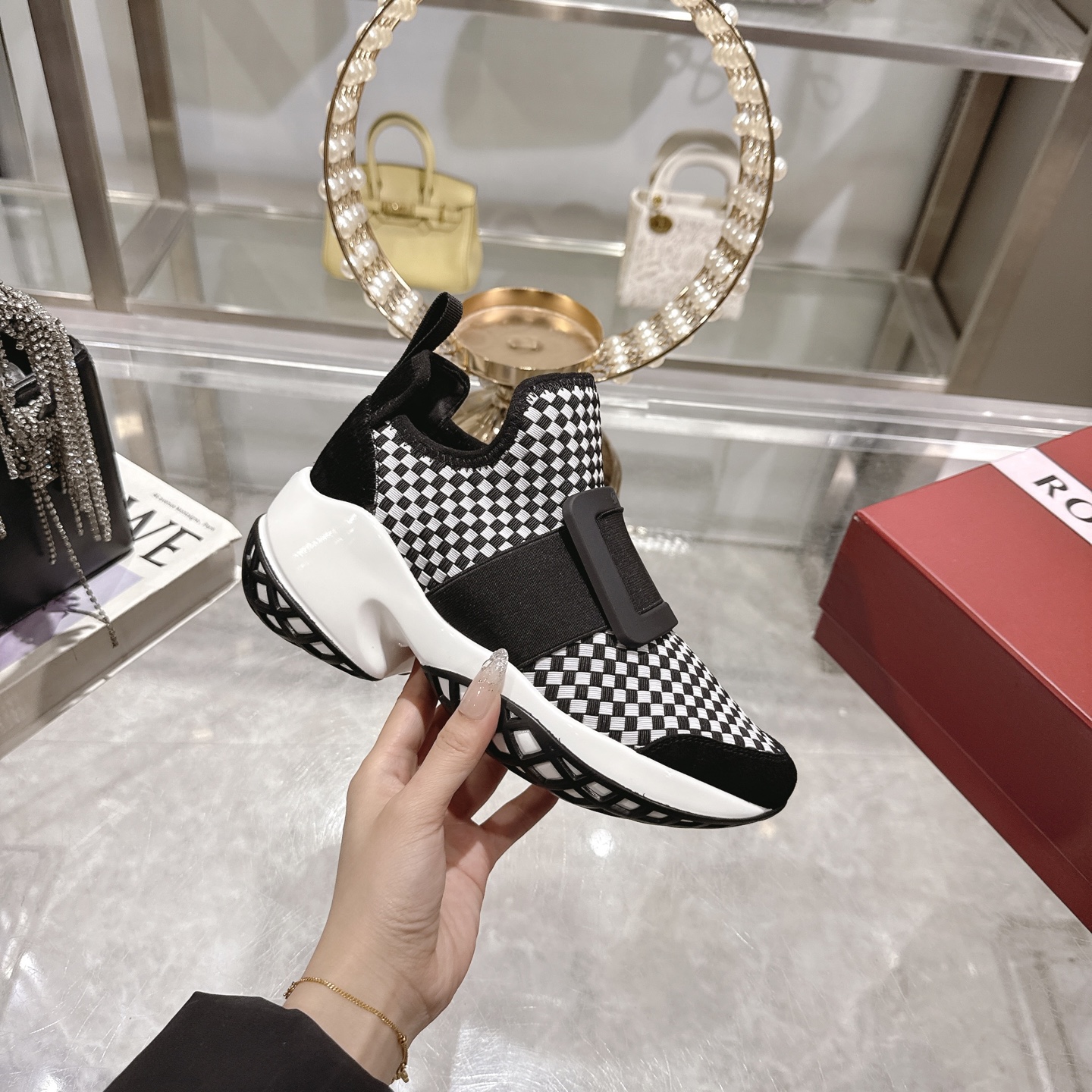 Roger Vivier Viv' Run Checkerboard Sneakers with Crystal Buckle 3 i1743931492805 7381 0 4