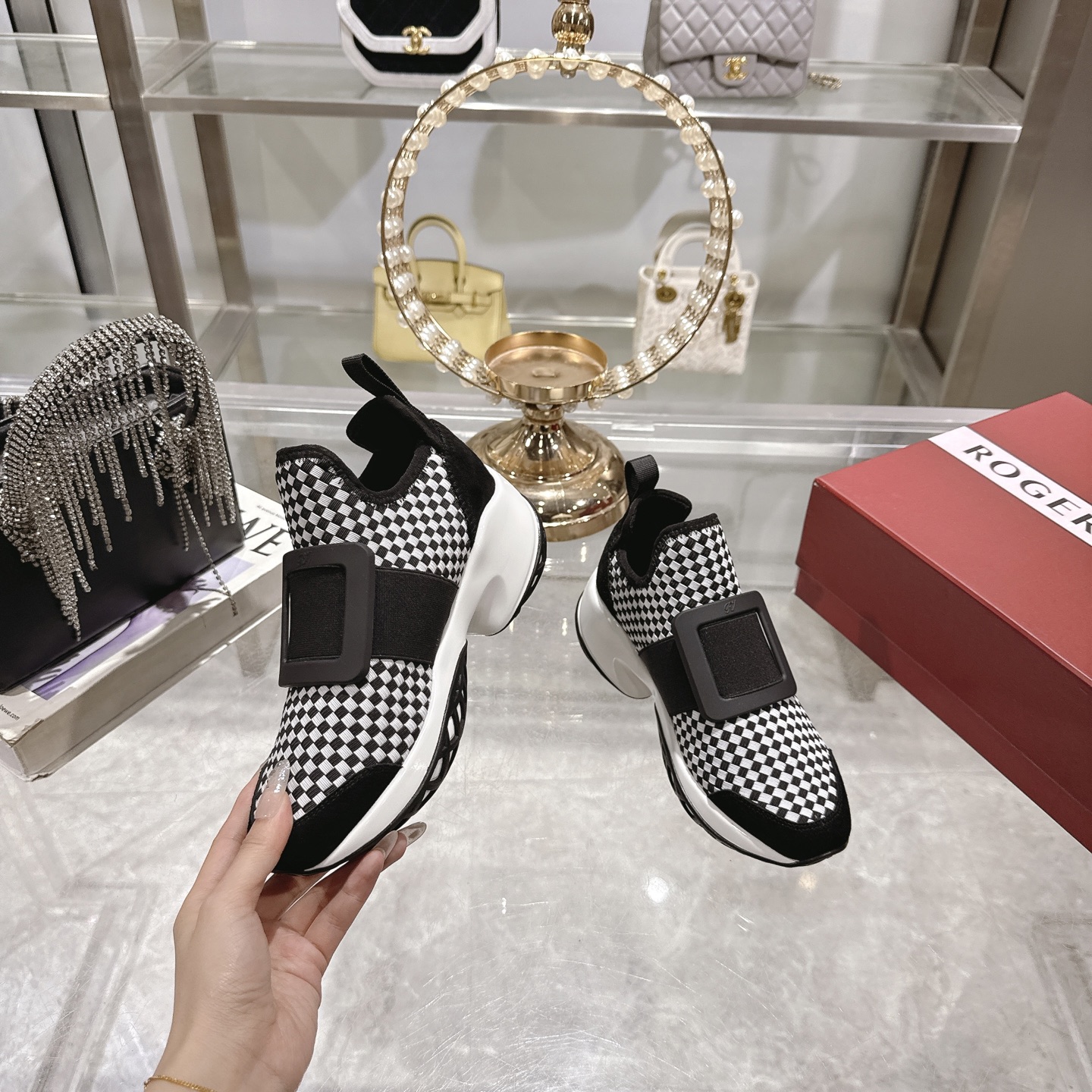 Roger Vivier Viv' Run Checkerboard Sneakers with Crystal Buckle 6 i1743931492849 74 0 3