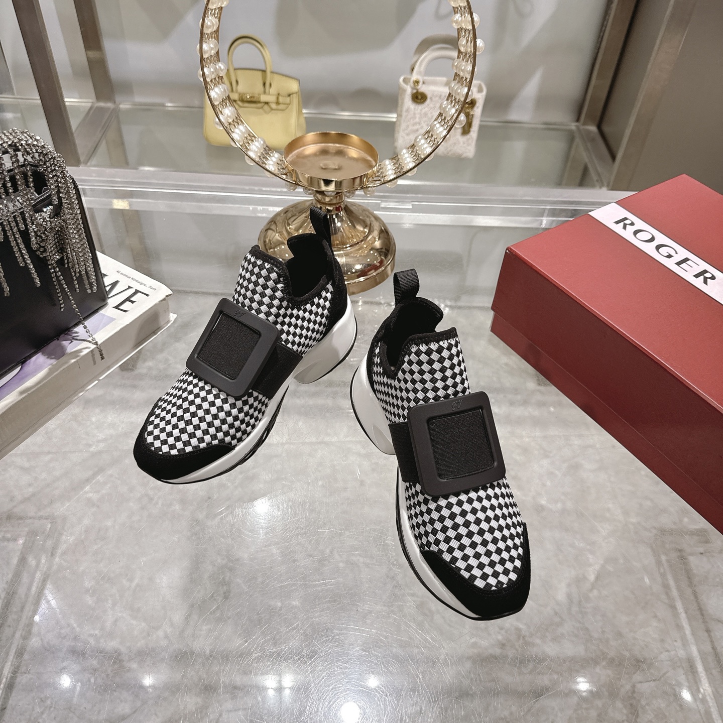 Roger Vivier Viv' Run Checkerboard Sneakers with Crystal Buckle 5 i1743931494192 8022 0 1