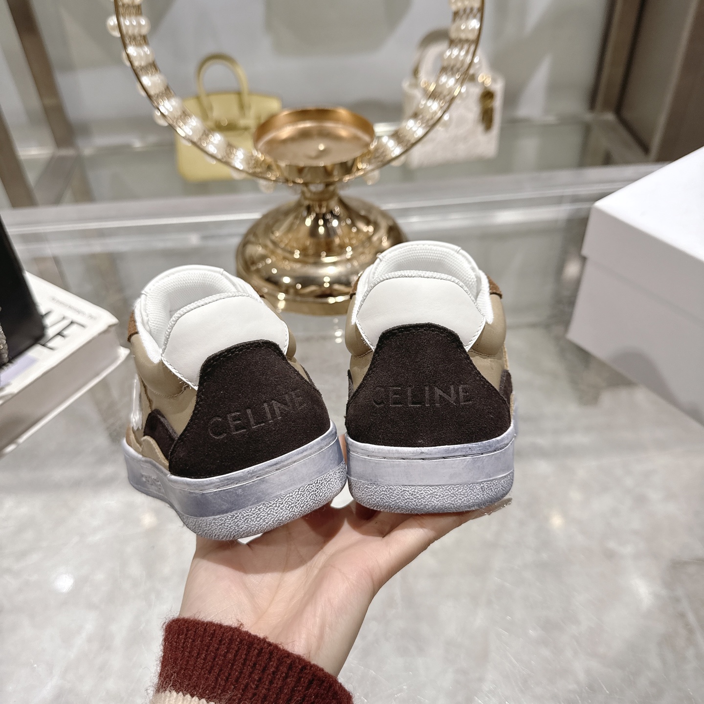 Celine Triomphe Lace-Up Sneakers in Calfskin Suede Casual Shoes 8 i1743931979810 3507 0 6