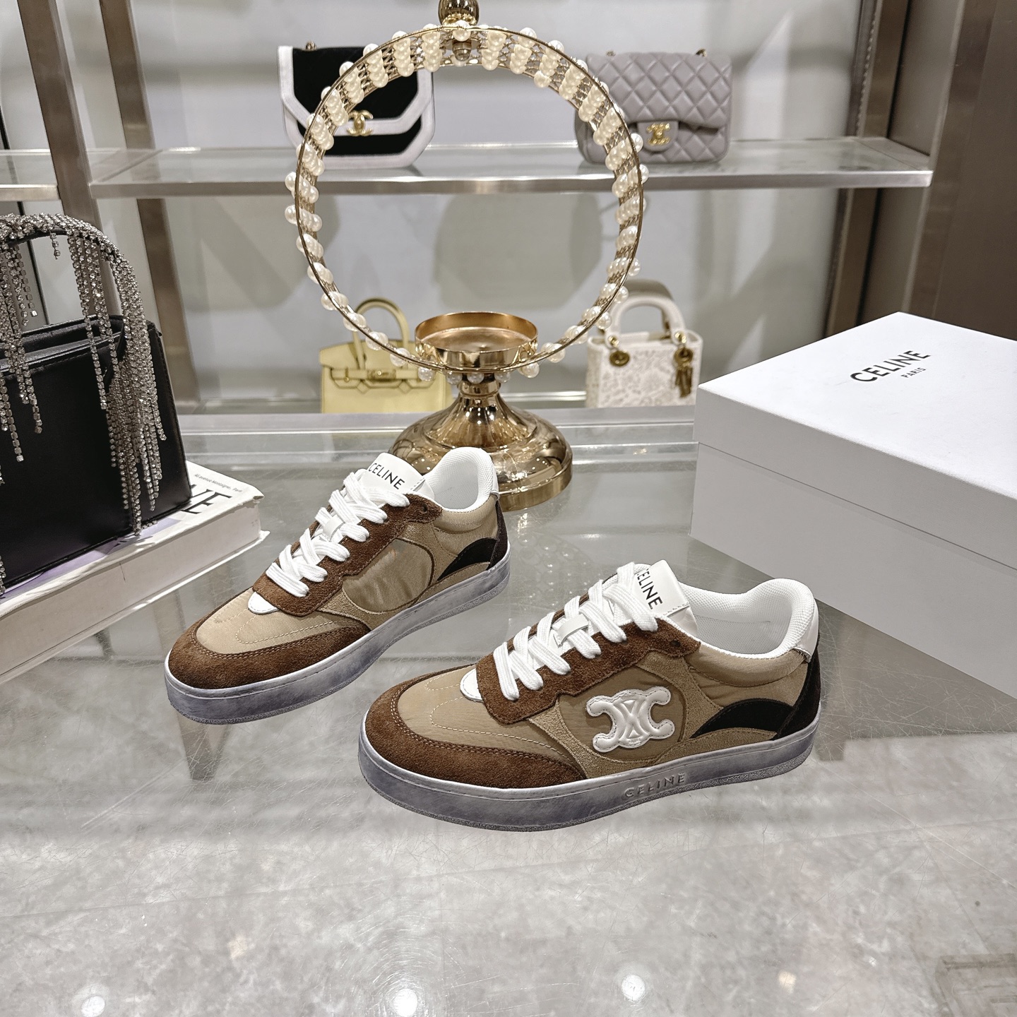 Celine Triomphe Lace-Up Sneakers in Calfskin Suede Casual Shoes 5 i1743931982014 6612 0 2