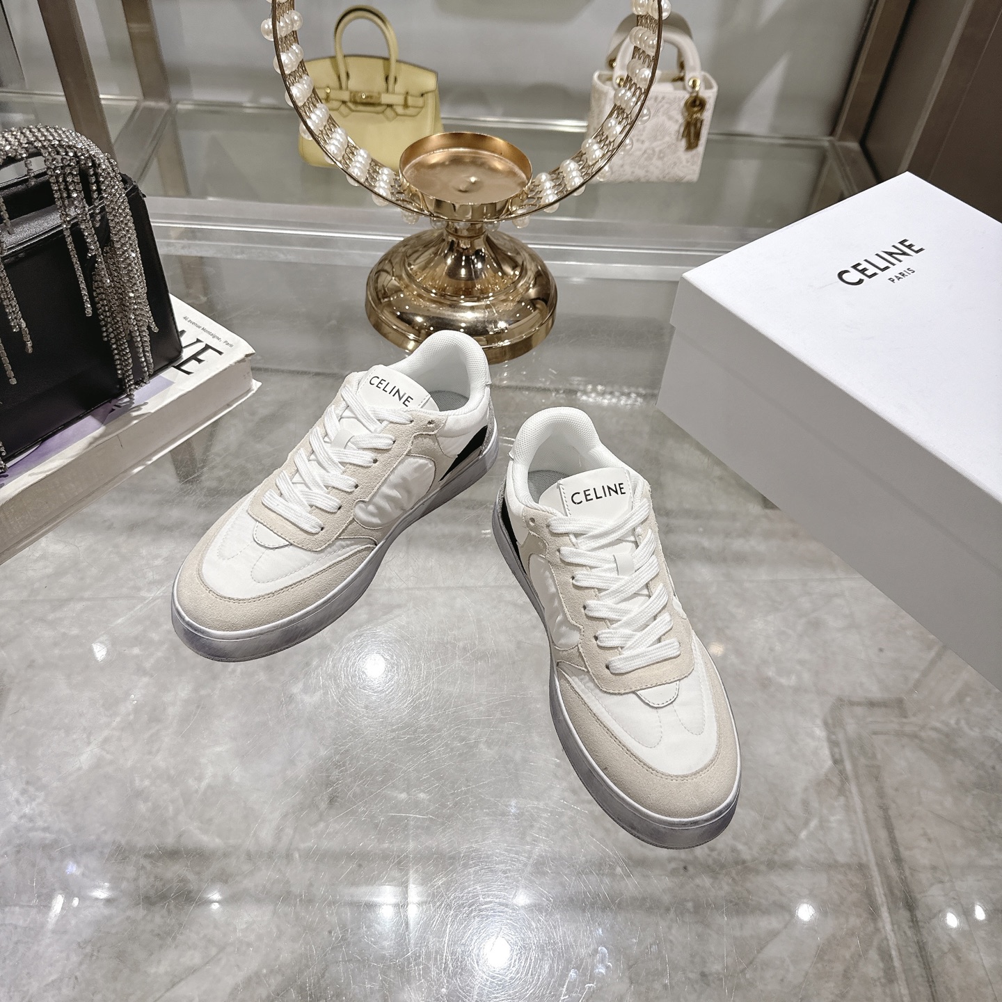 Celine Women's Triomphe Logo Lace-Up Thick Sole Sneakers White 4 i1743932019581 6694 0 1