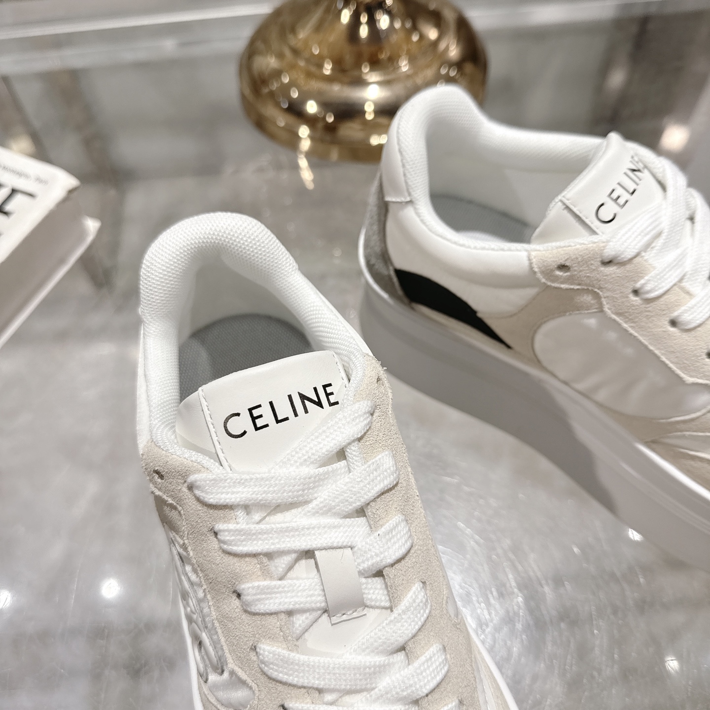 Celine Women's Triomphe Logo Lace-Up Platform Sneakers White 8 i1743932112196 4715 0 6