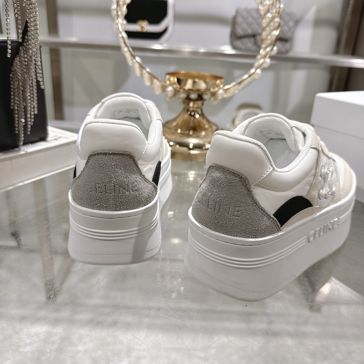 Celine Women's Triomphe Logo Lace-Up Platform Sneakers White 9 i1743932114036 9546 0 7