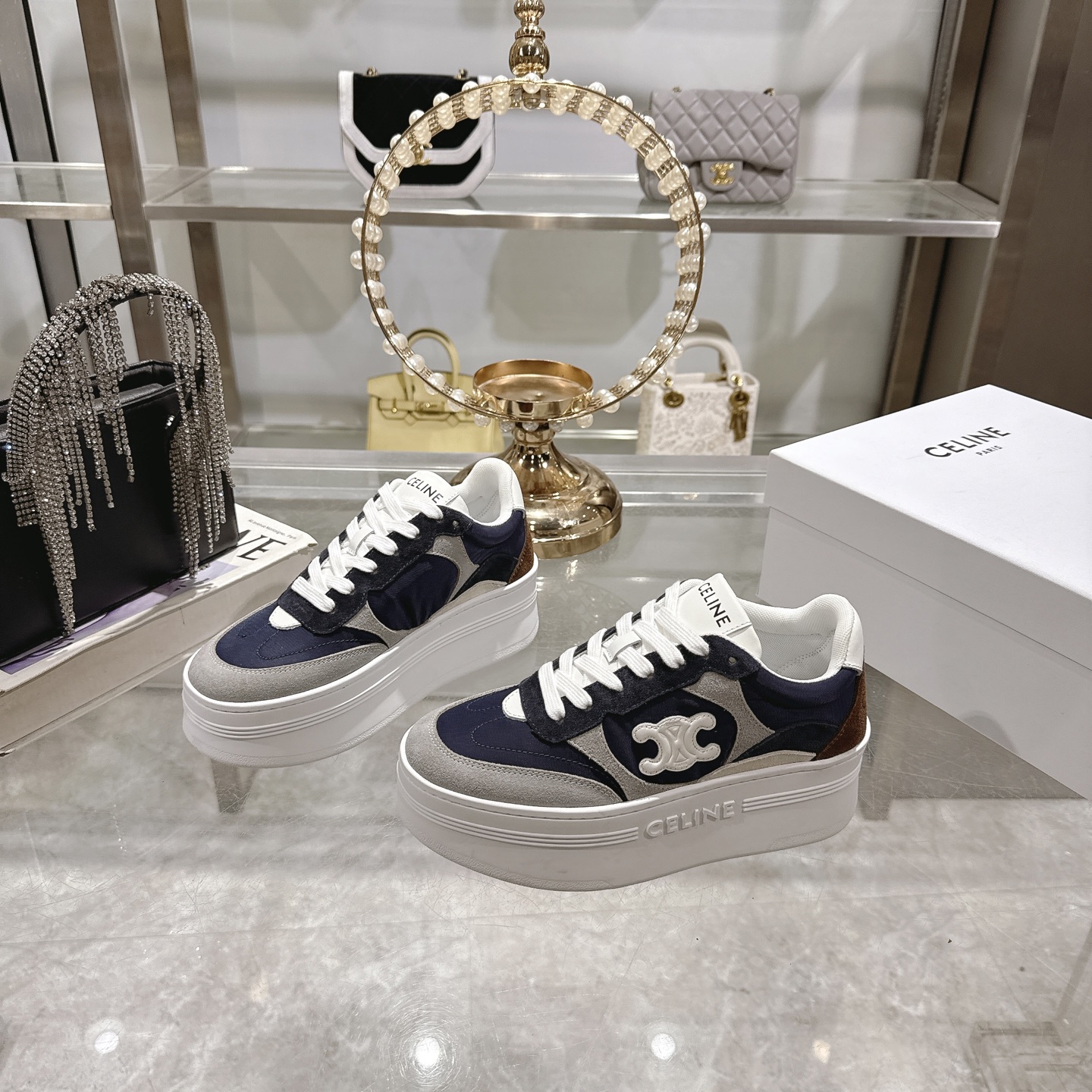 Celine Women's Triomphe Logo Lace-Up Platform Sneakers - Elevate Your Style 6 i1743932137294 3723 0 4