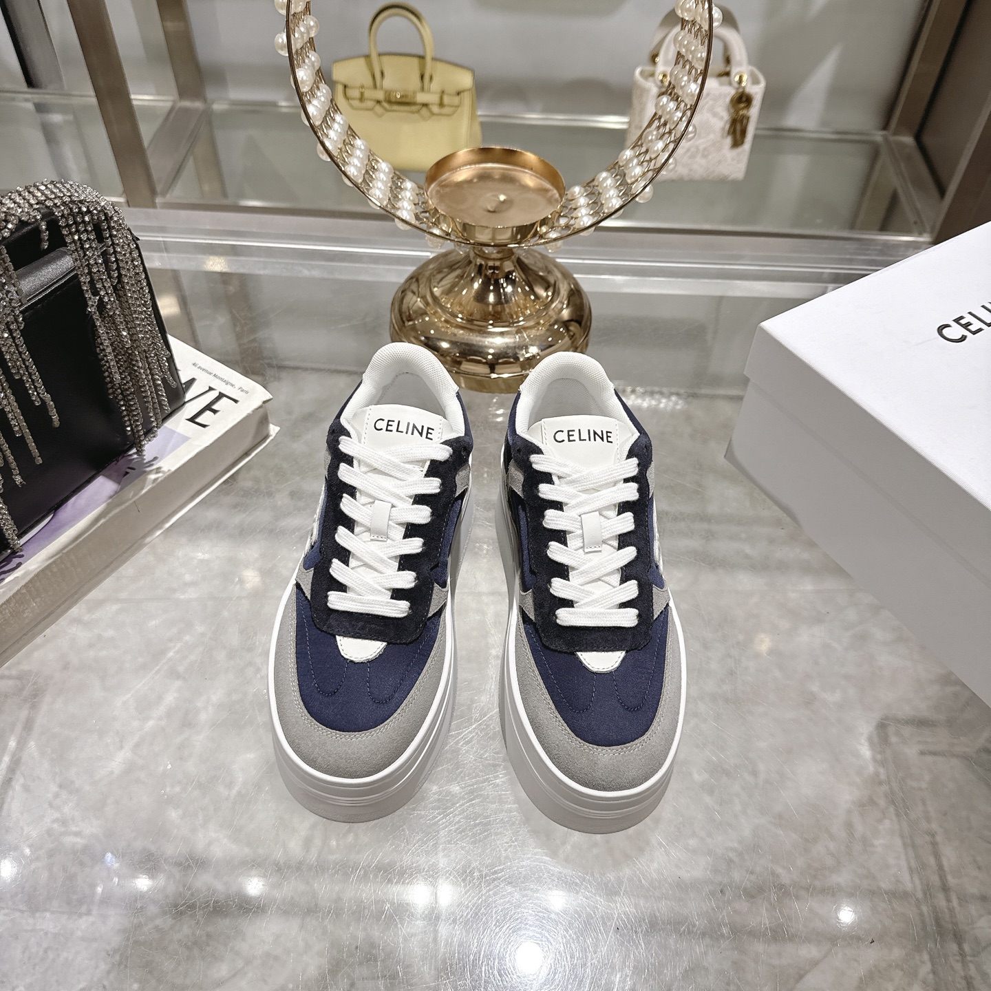 Celine Women's Triomphe Logo Lace-Up Platform Sneakers - Elevate Your Style 3 i1743932138680 4123 0 0