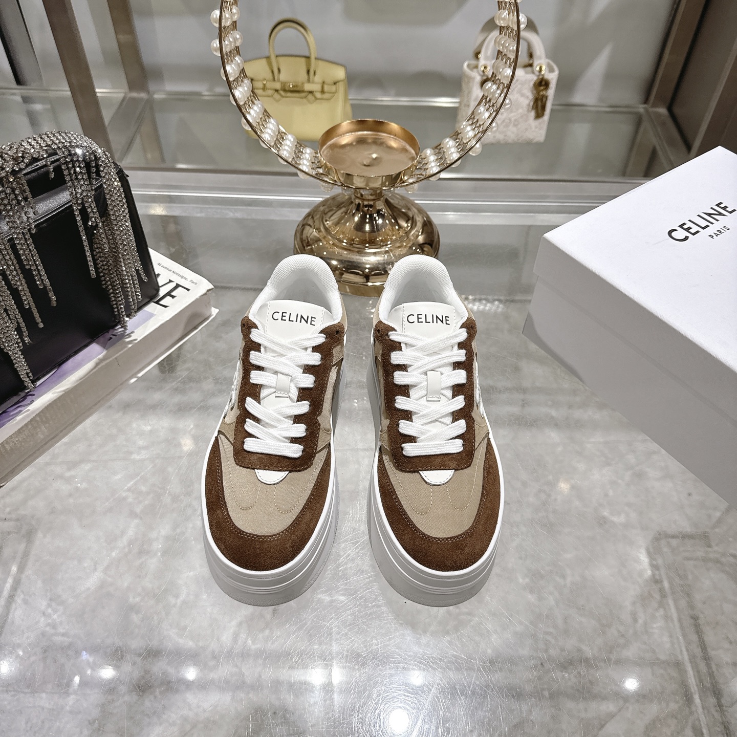 Celine Women's Triomphe Logo Lace-Up Platform Sneakers - Stylish & Comfortable 3 i1743932322083 9228 0 0