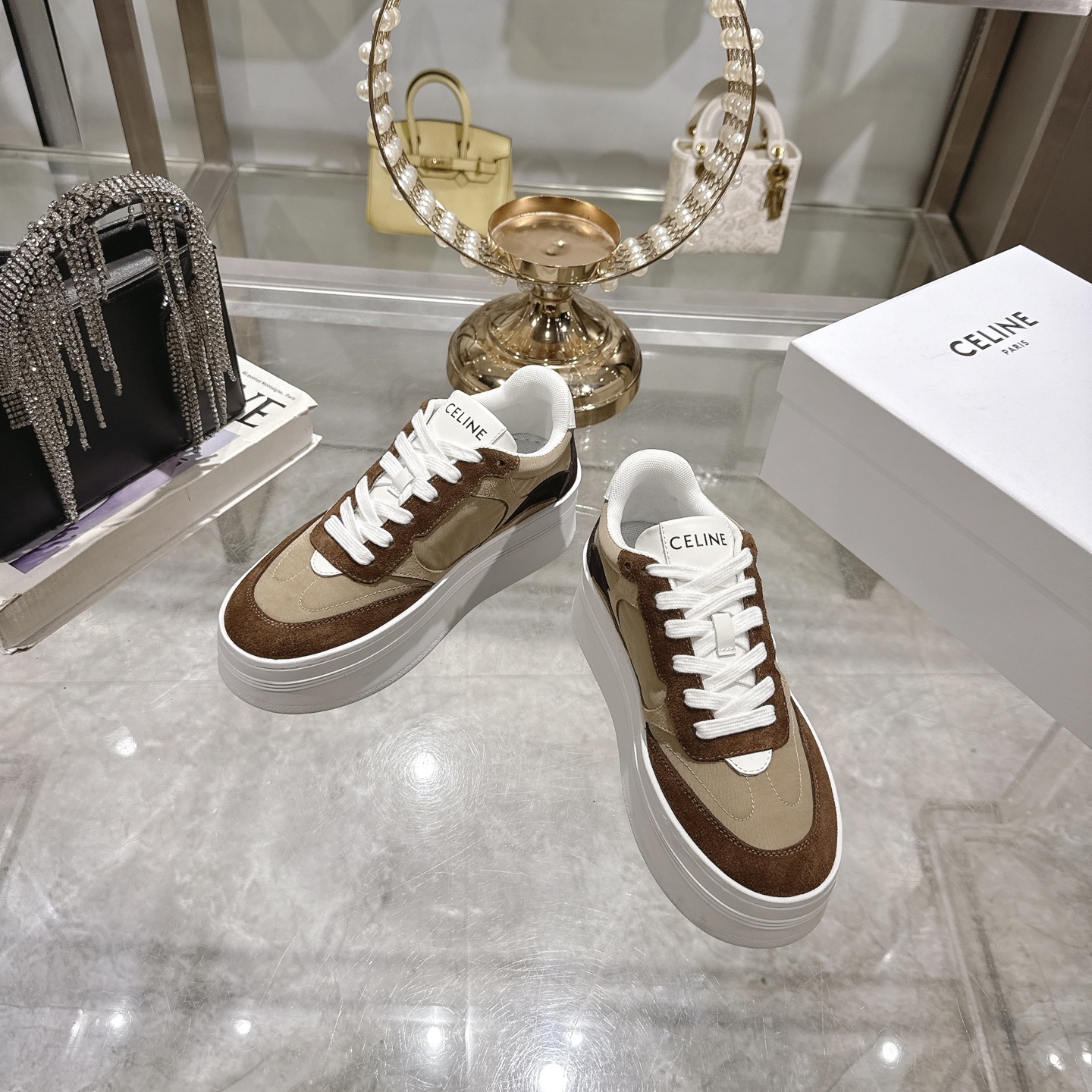 Celine Women's Triomphe Logo Lace-Up Platform Sneakers - Stylish & Comfortable 4 i1743932322104 2896 0 1