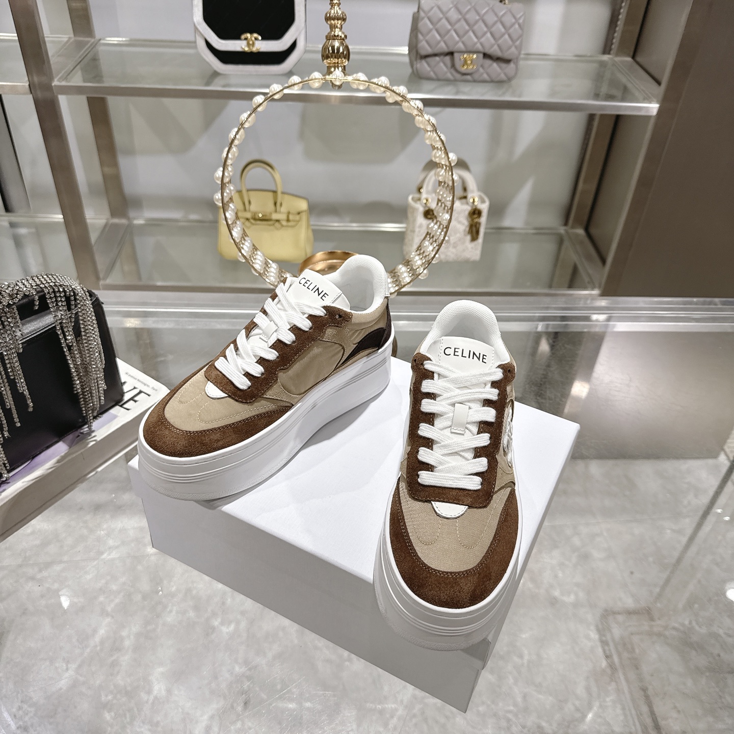 Celine Women's Triomphe Logo Lace-Up Platform Sneakers - Stylish & Comfortable 7 i1743932322119 2461 0 5