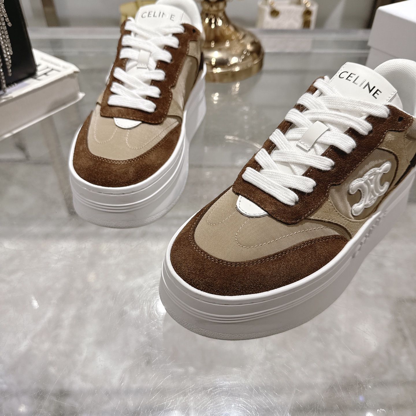 Celine Women's Triomphe Logo Lace-Up Platform Sneakers - Stylish & Comfortable 9 i1743932322126 3191 0 7