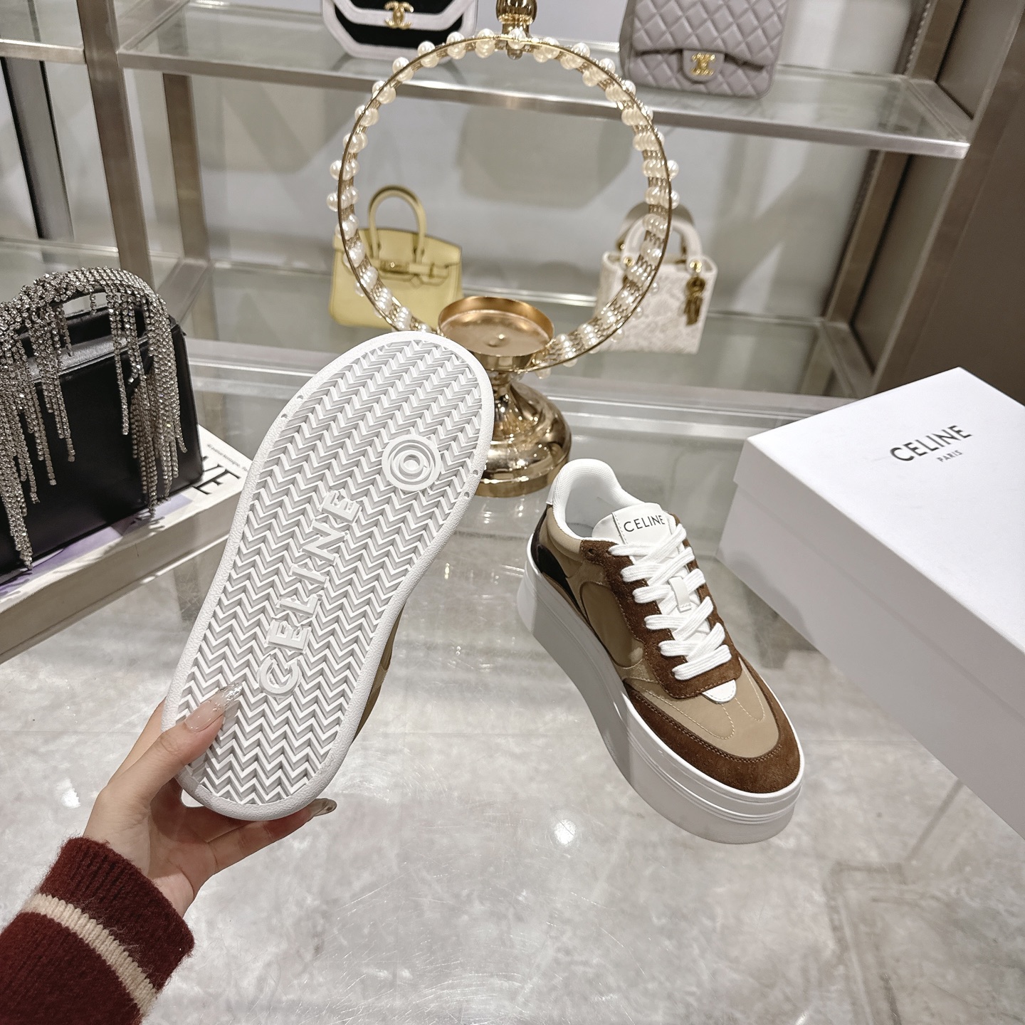 Celine Women's Triomphe Logo Lace-Up Platform Sneakers - Stylish & Comfortable 10 i1743932324646 748 0 8