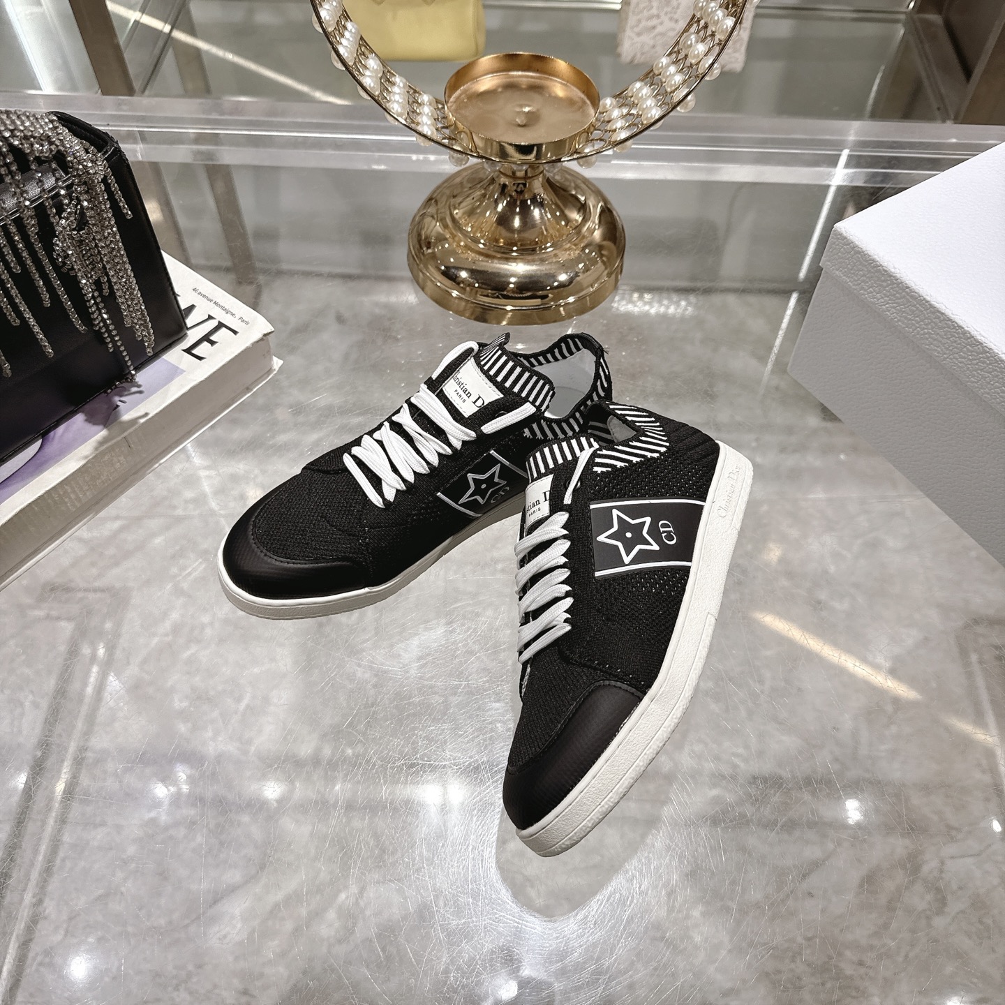 Dior Star Sneakers: Black Knit, Suede Accents, Iconic Star Detail 3 i1743934954422 5544 0 0