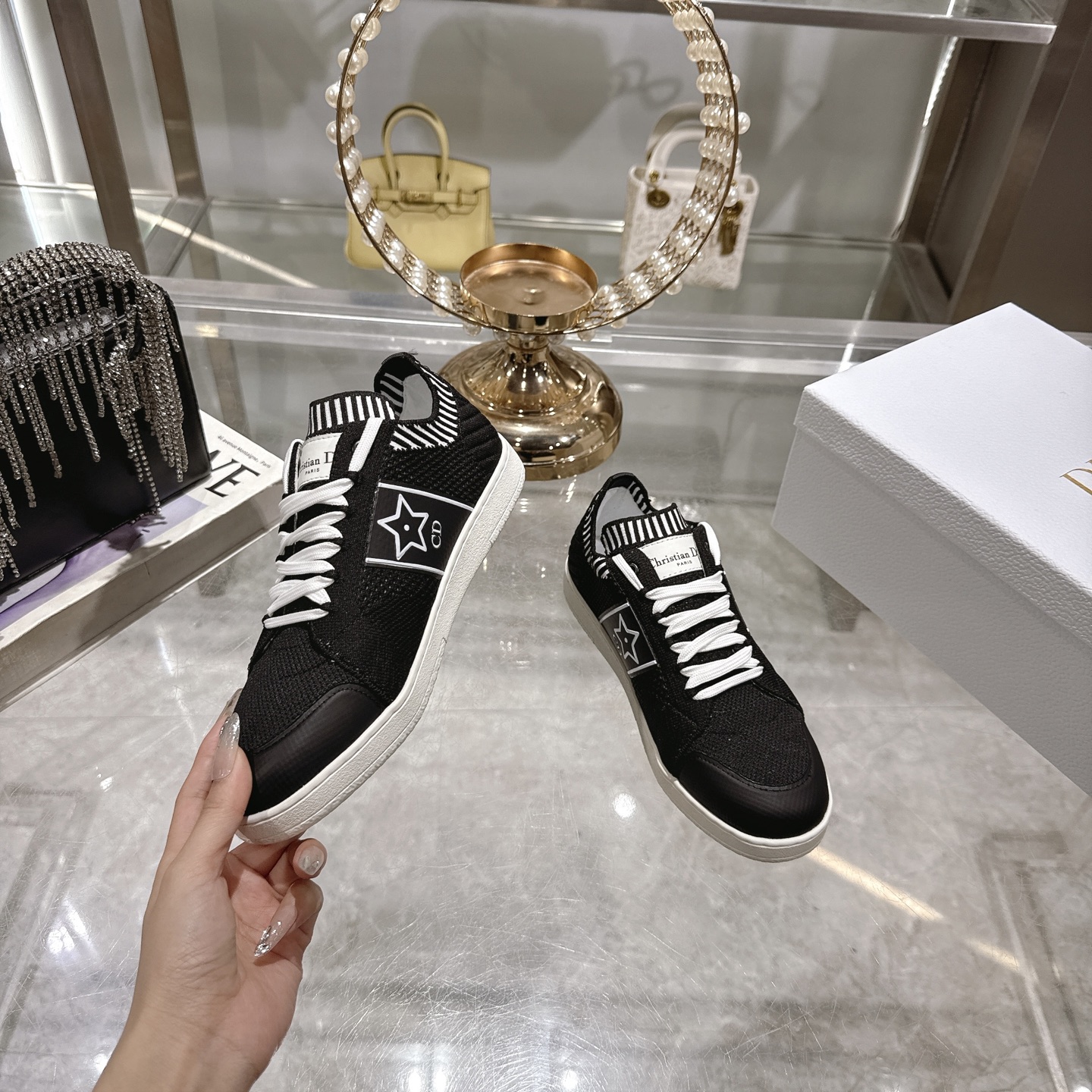 Dior Star Sneakers: Black Knit, Suede Accents, Iconic Star Detail 4 i1743934954504 6505 0 1