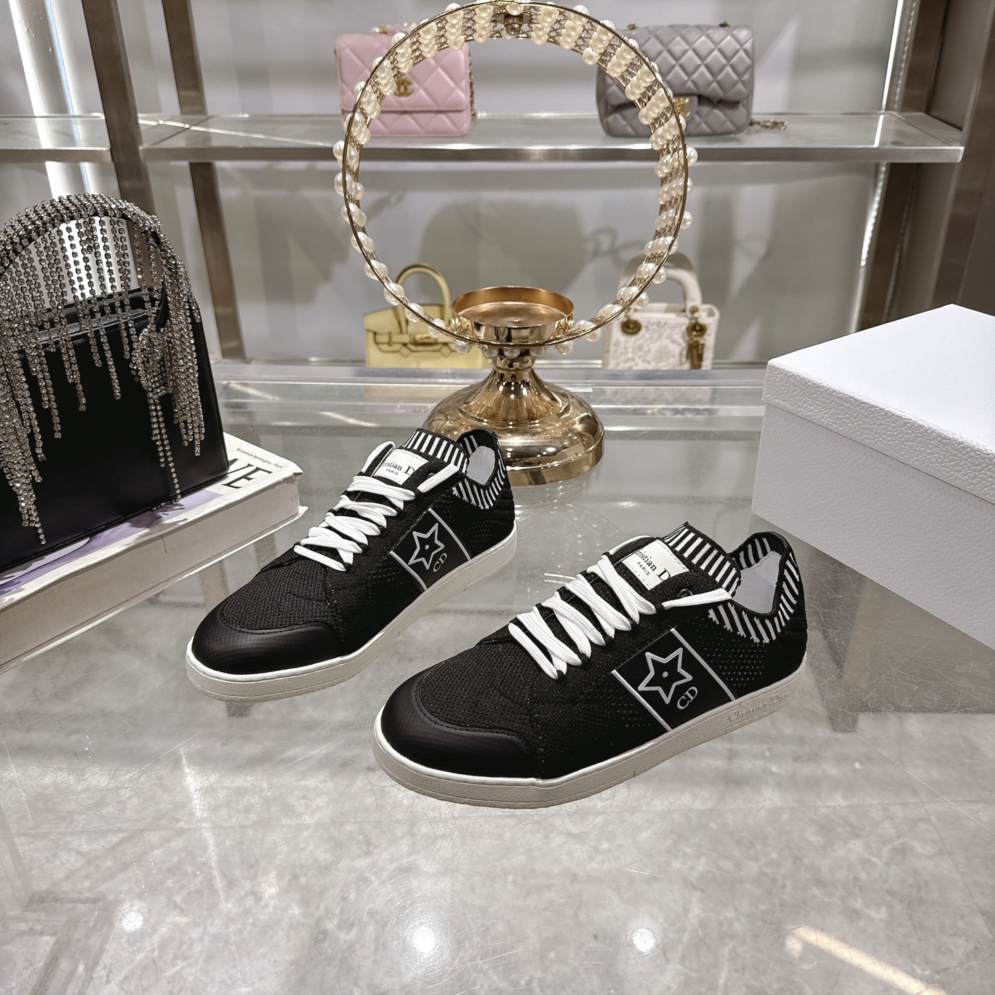 Dior Star Sneakers: Black Knit, Suede Accents, Iconic Star Detail 5 i1743934955850 9627 0 3