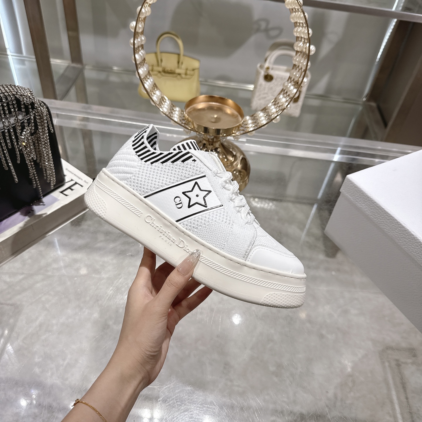 Dior Star Women's Sneakers White Calfskin and Technical Fabric 1 Dior Star Women's Sneakers White Calfskin and Technical Fabric