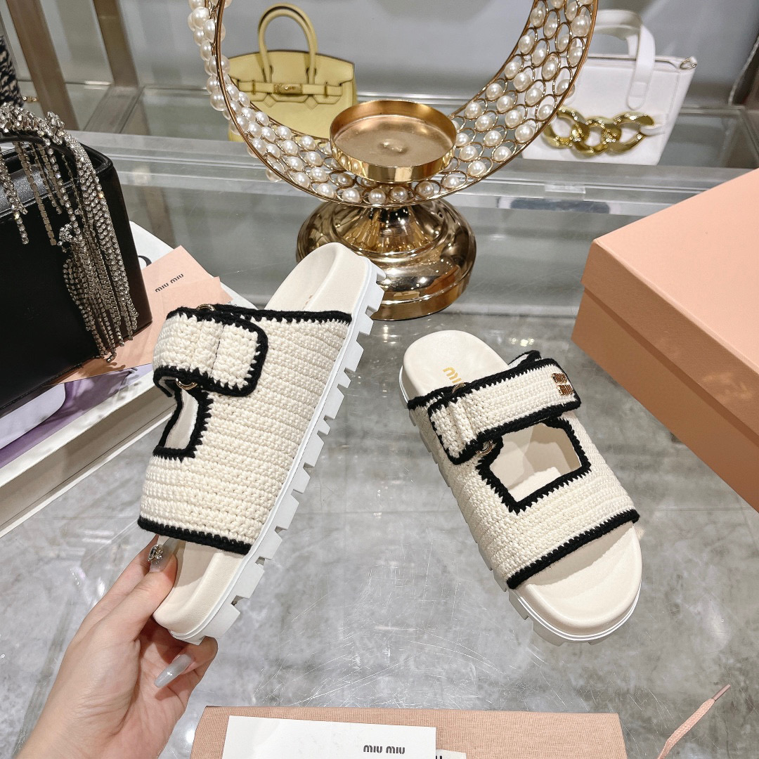 Miu Miu Women's Braided Velcro Strap Platform Slide Sandals 4 i1746510789890 2928 0 2