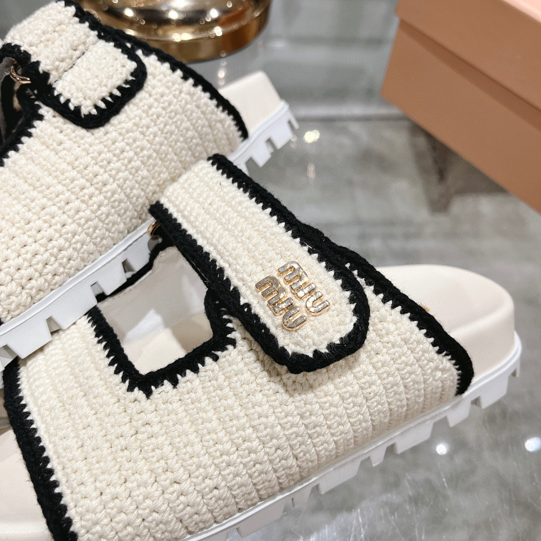 Miu Miu Women's Braided Velcro Strap Platform Slide Sandals 9 i1746510789890 5551 0 7